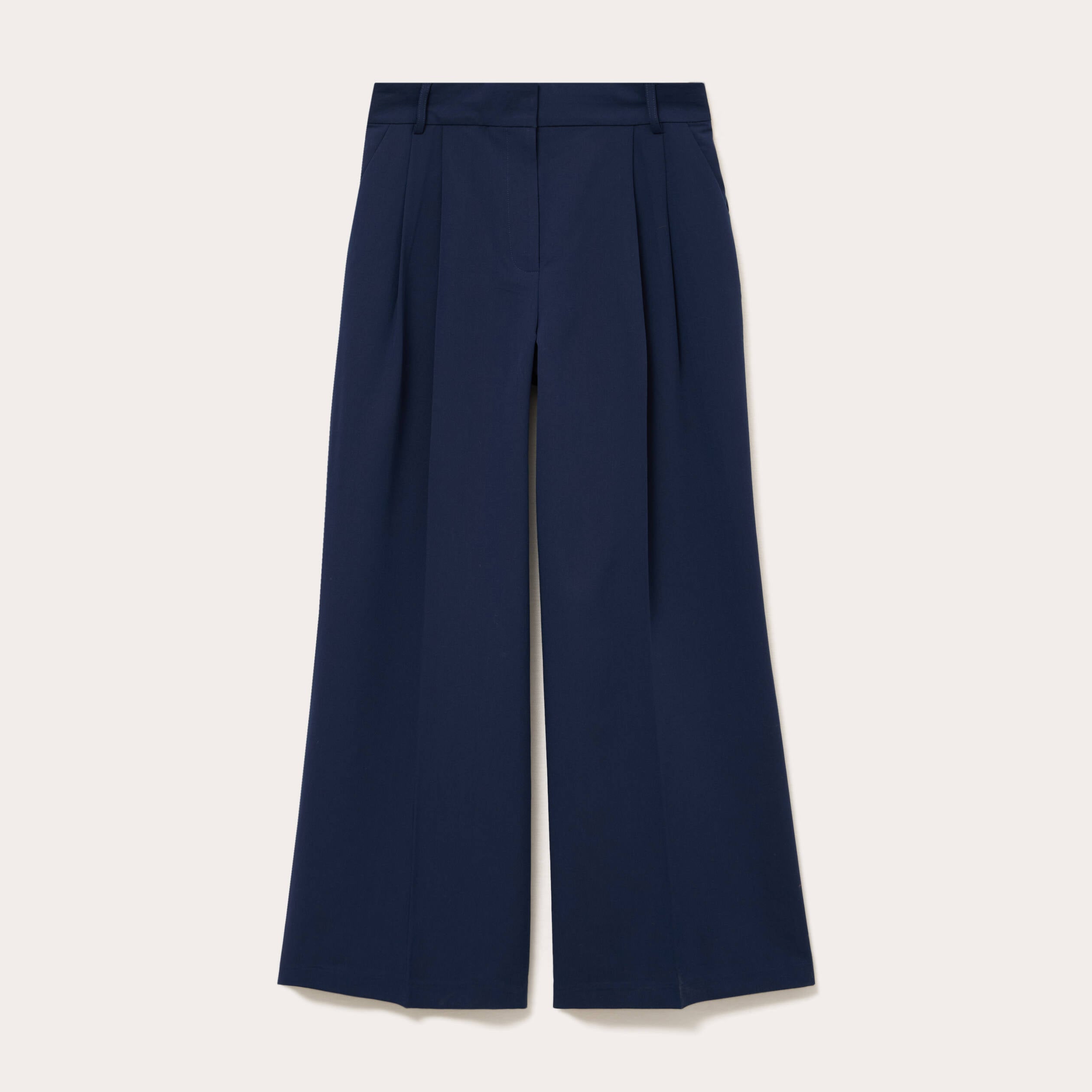Pantalon large &agrave; pinces bleu marine femme