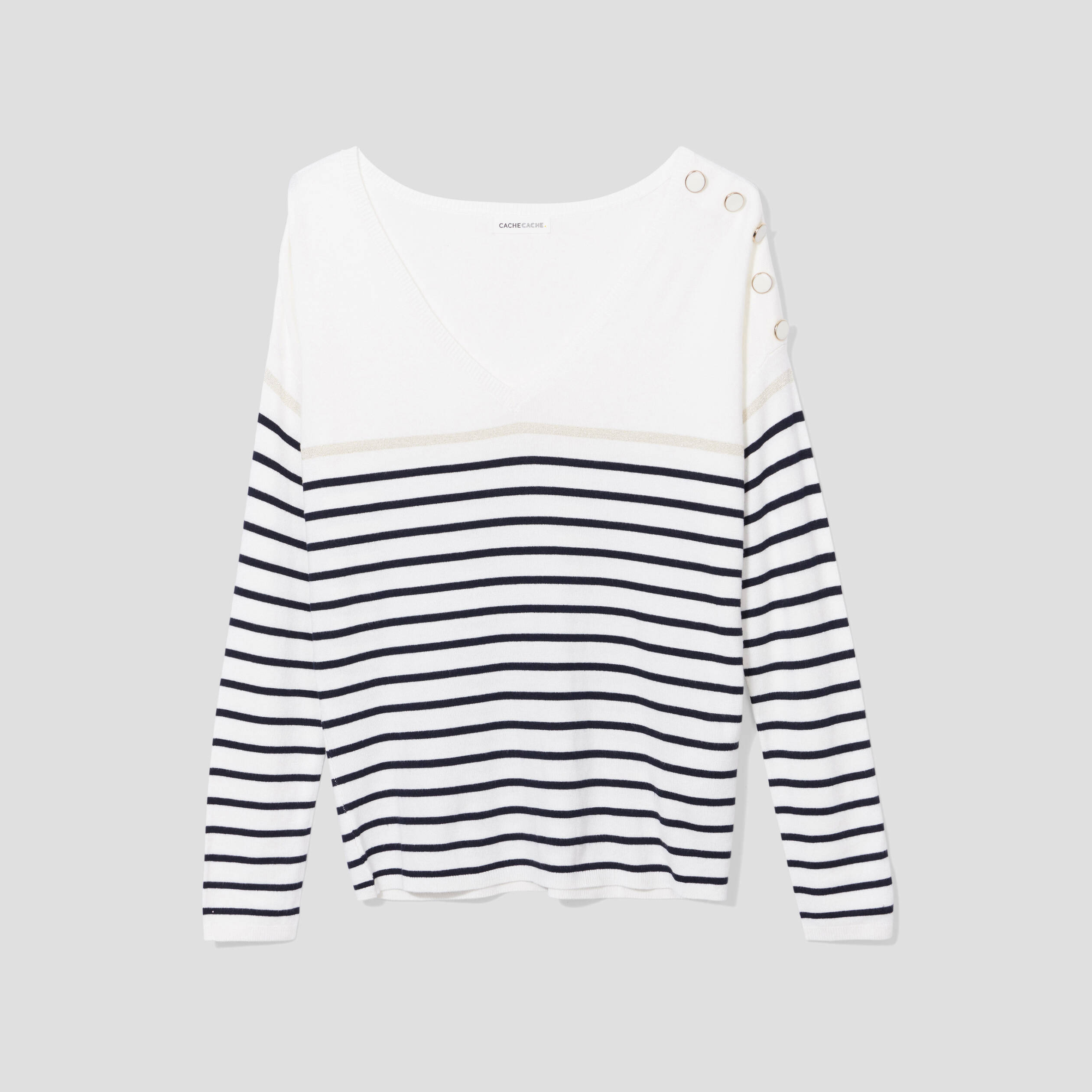 pull avec boutons ecru femme Pull avec boutons ecru femme