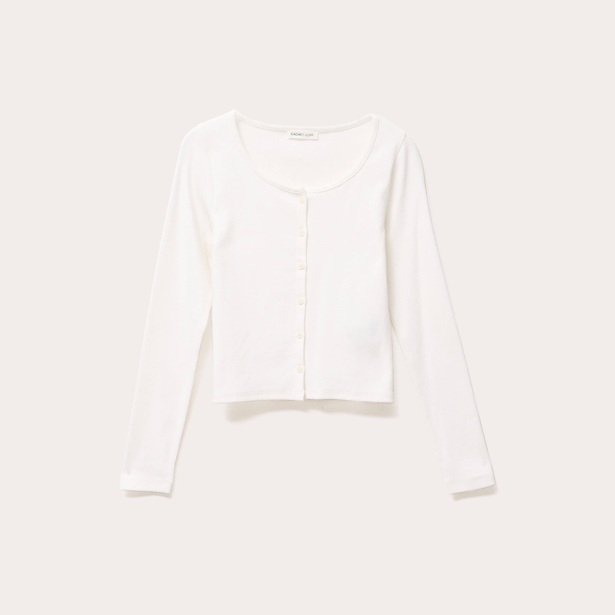 gilet manches longues cotele ecru femme Gilet manches longues côtelé ecru femme