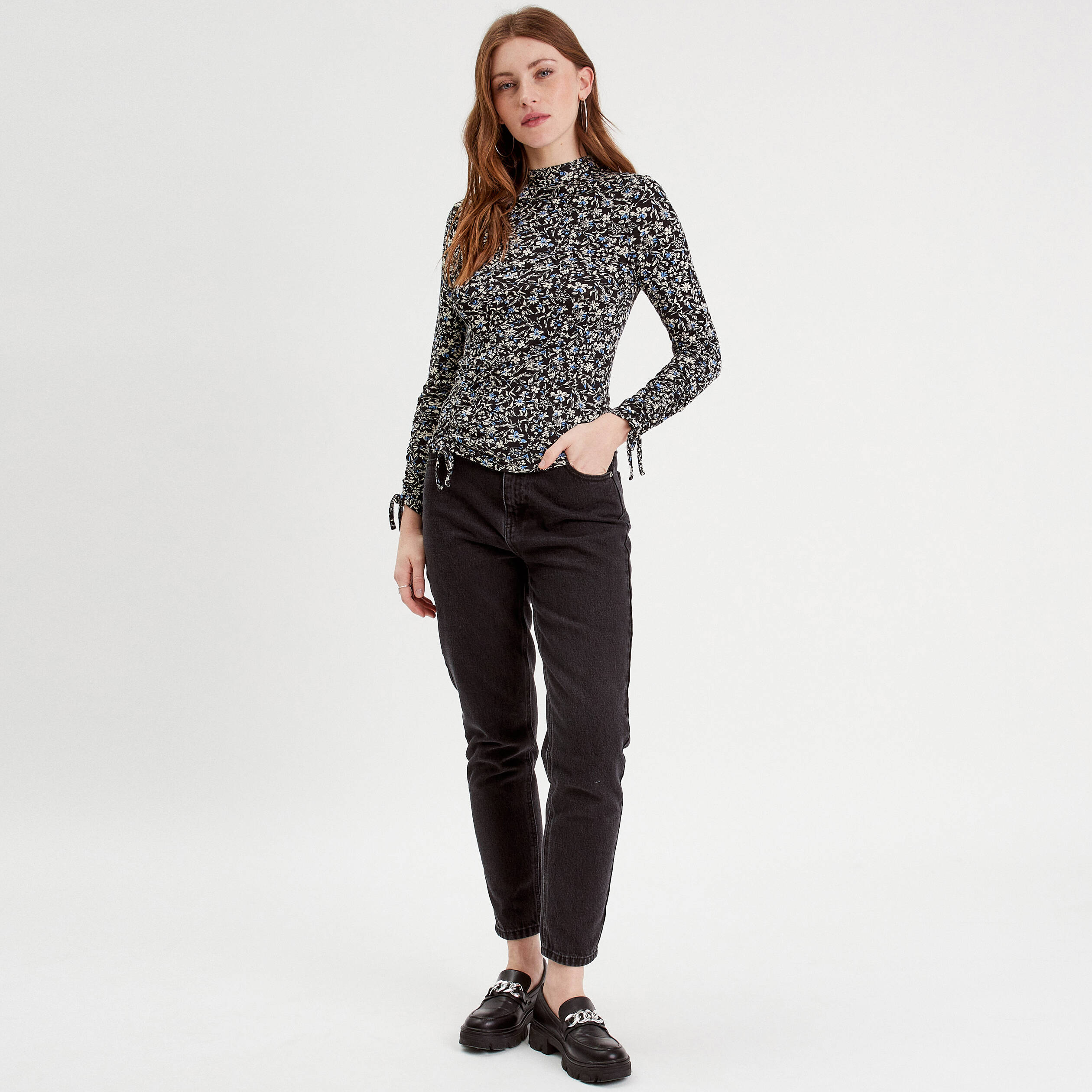t shirt col montant noir femme T-shirt col montant noir femme