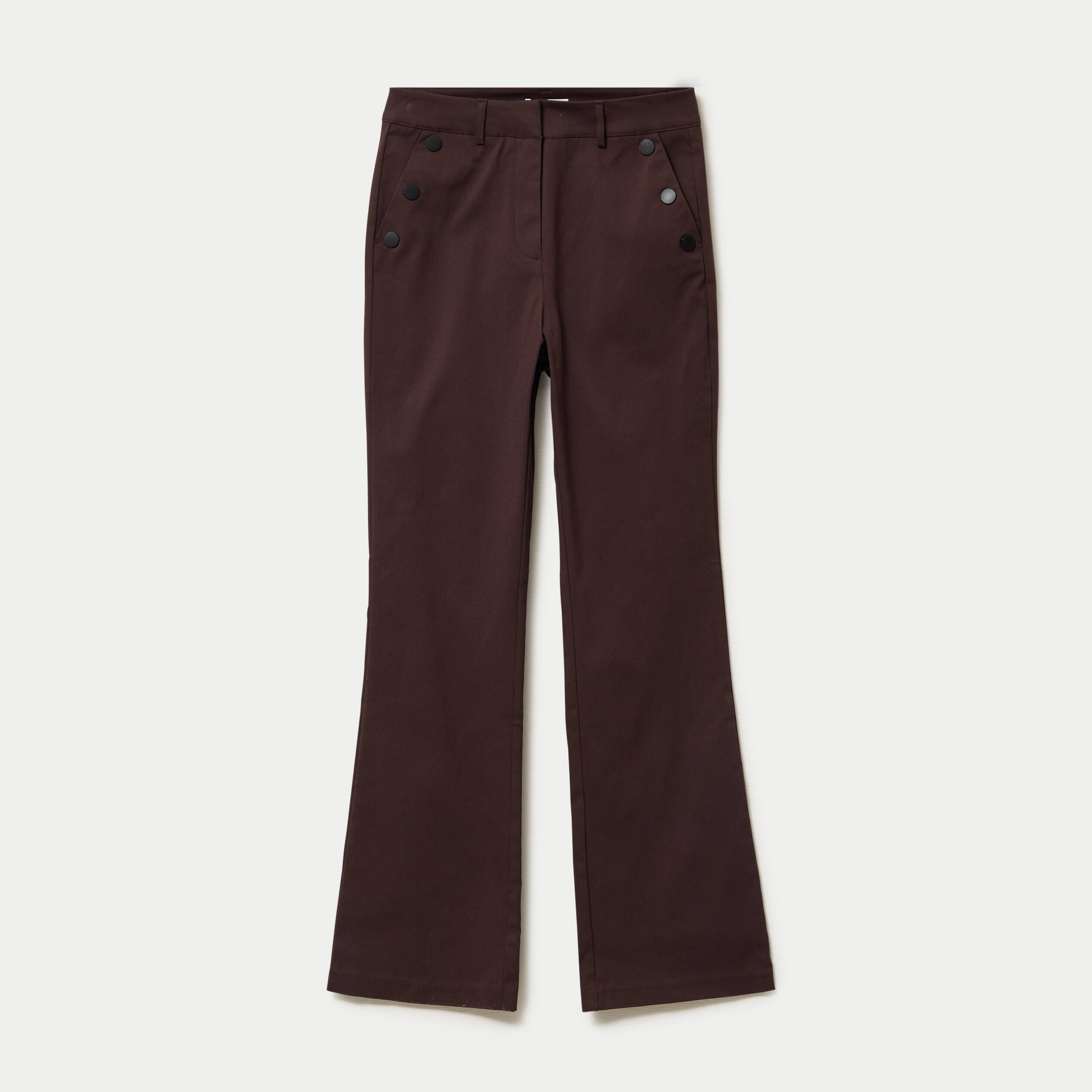Pantalon bootcut &agrave; pont marron fonc&eacute; femme