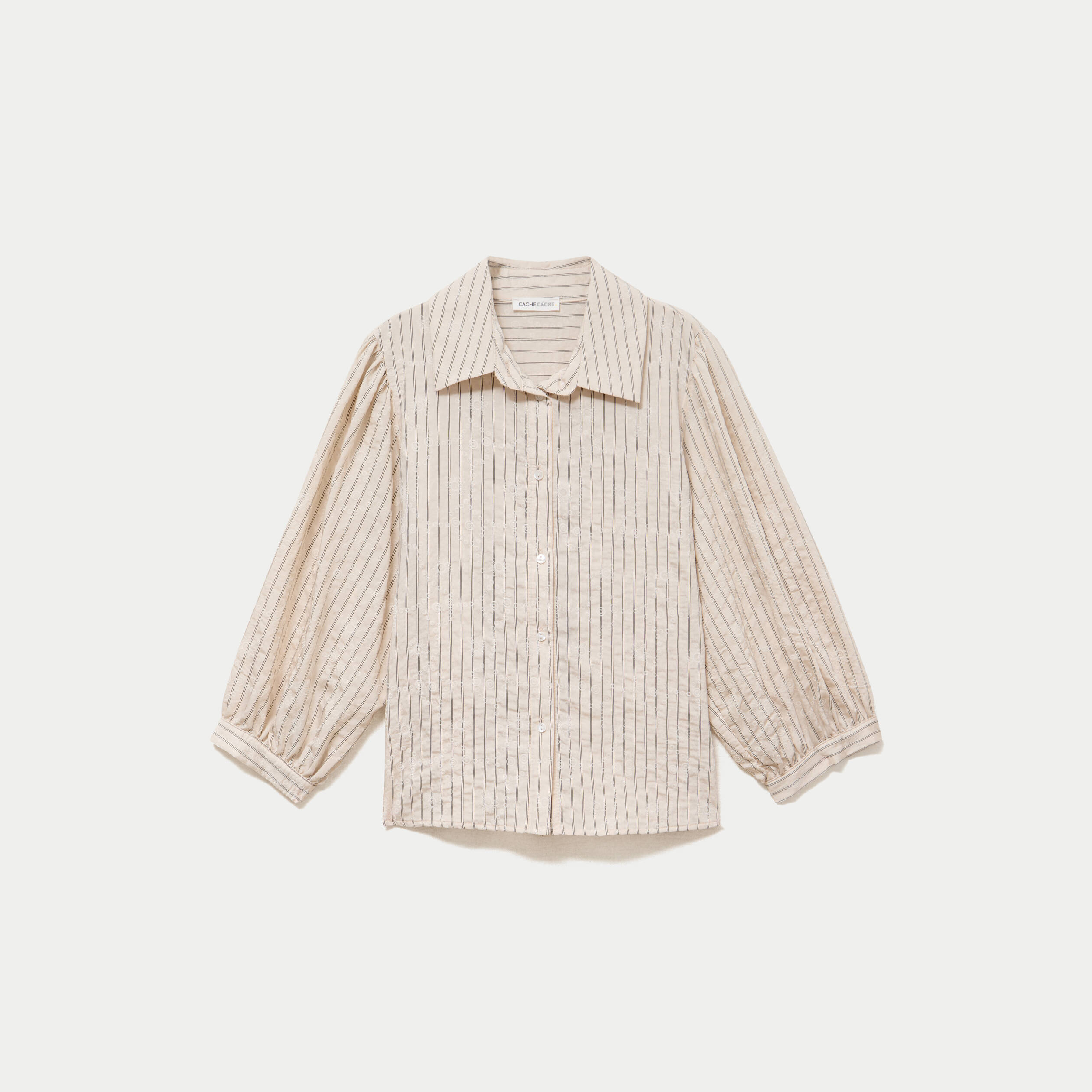 Chemise droite col classique manches 3/4 blanc femme