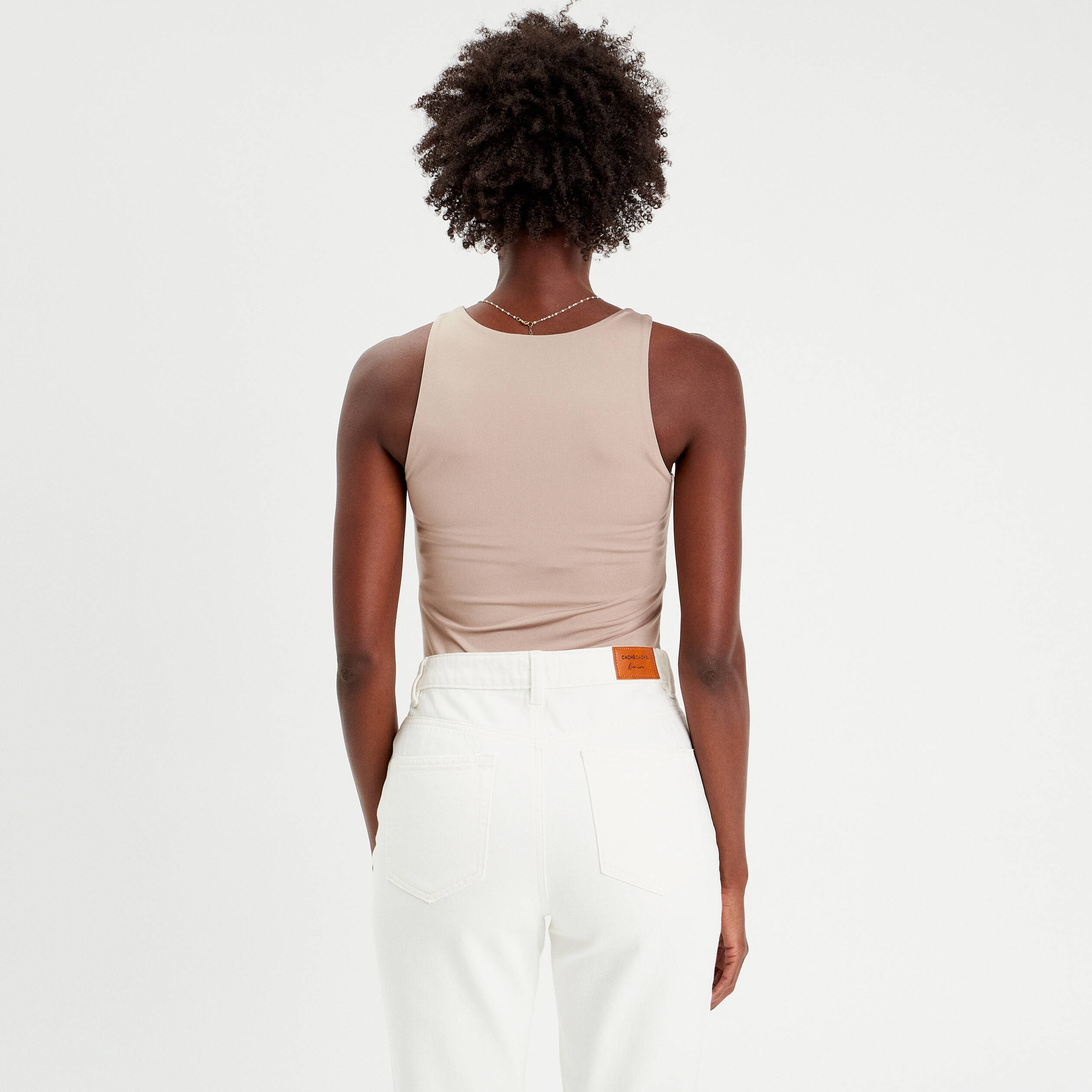 body sans manches effet seconde peau marron femme Body sans manches effet seconde peau marron femme