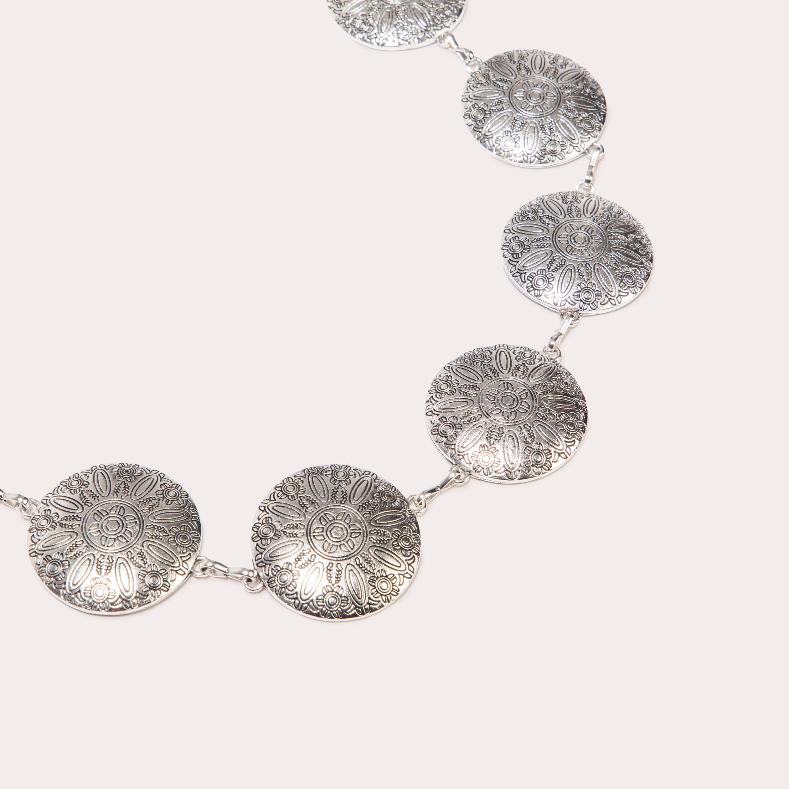 Ceinture chaîne ronds métal gris argent femme