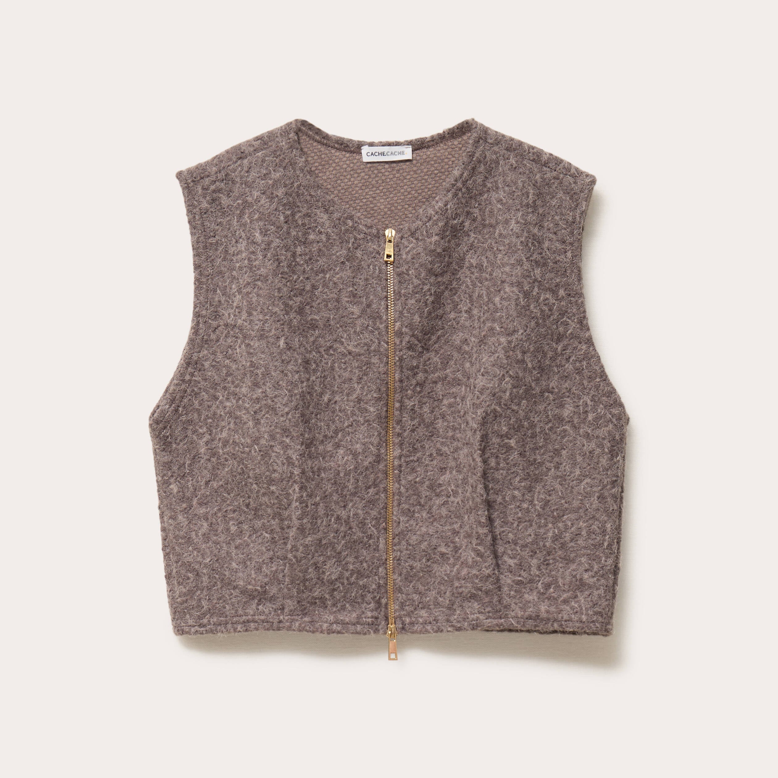 Veste sans manches effet polaire sable femme