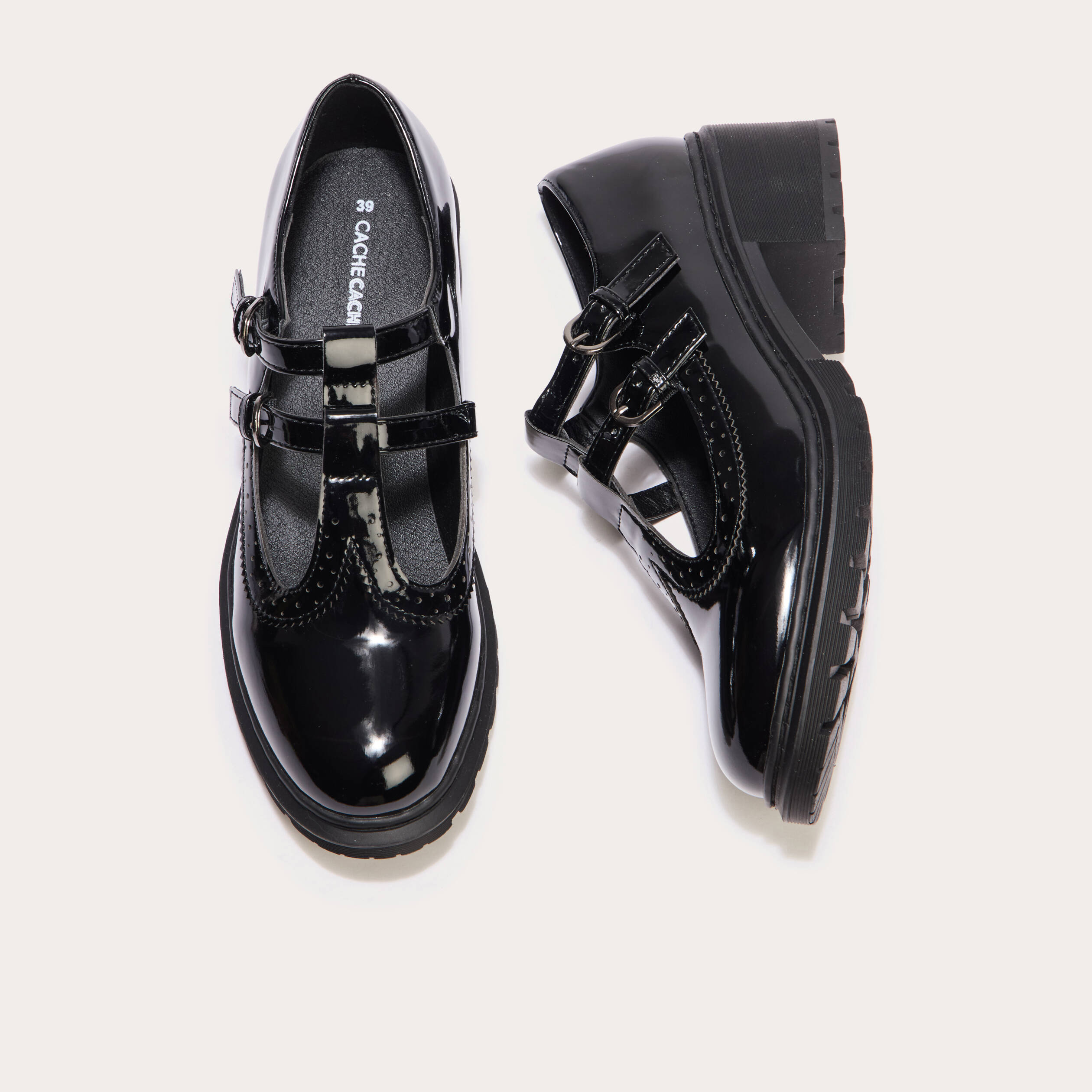 babies vernies crantees noir femme Babies vernies crantées noir femme