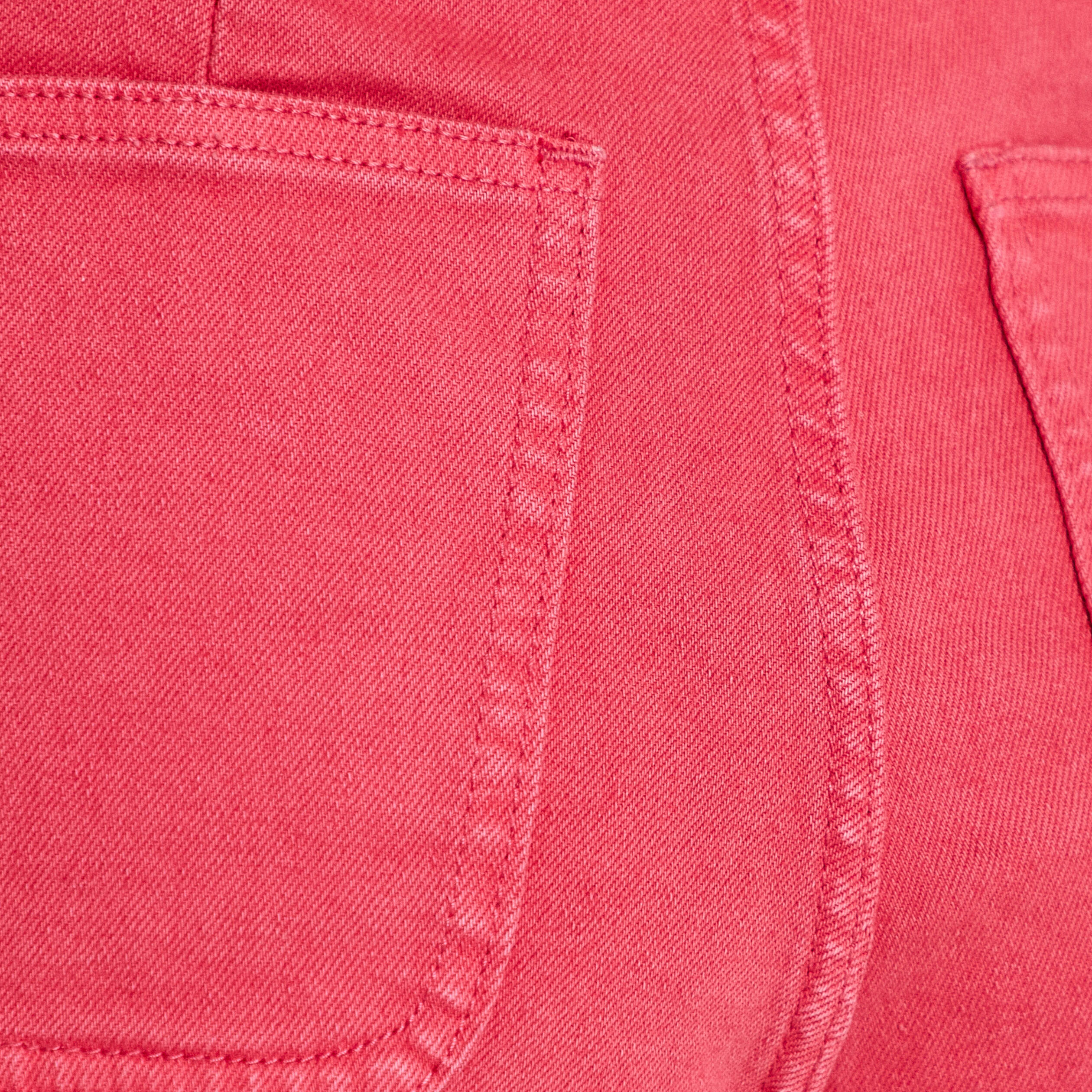 Jean wide leg cropped taille haute rose framboise femme