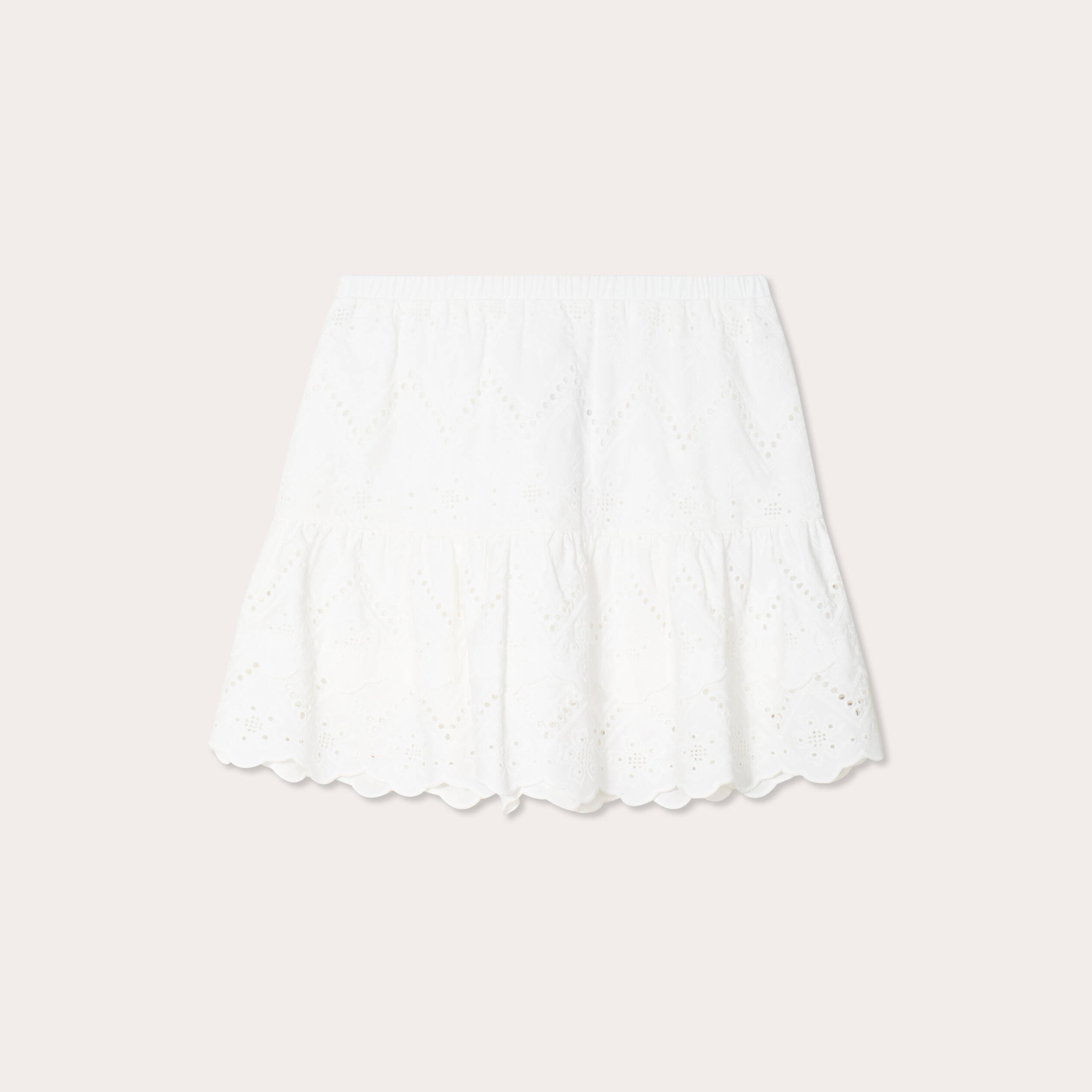 Jupe courte broderie anglaise blanc femme