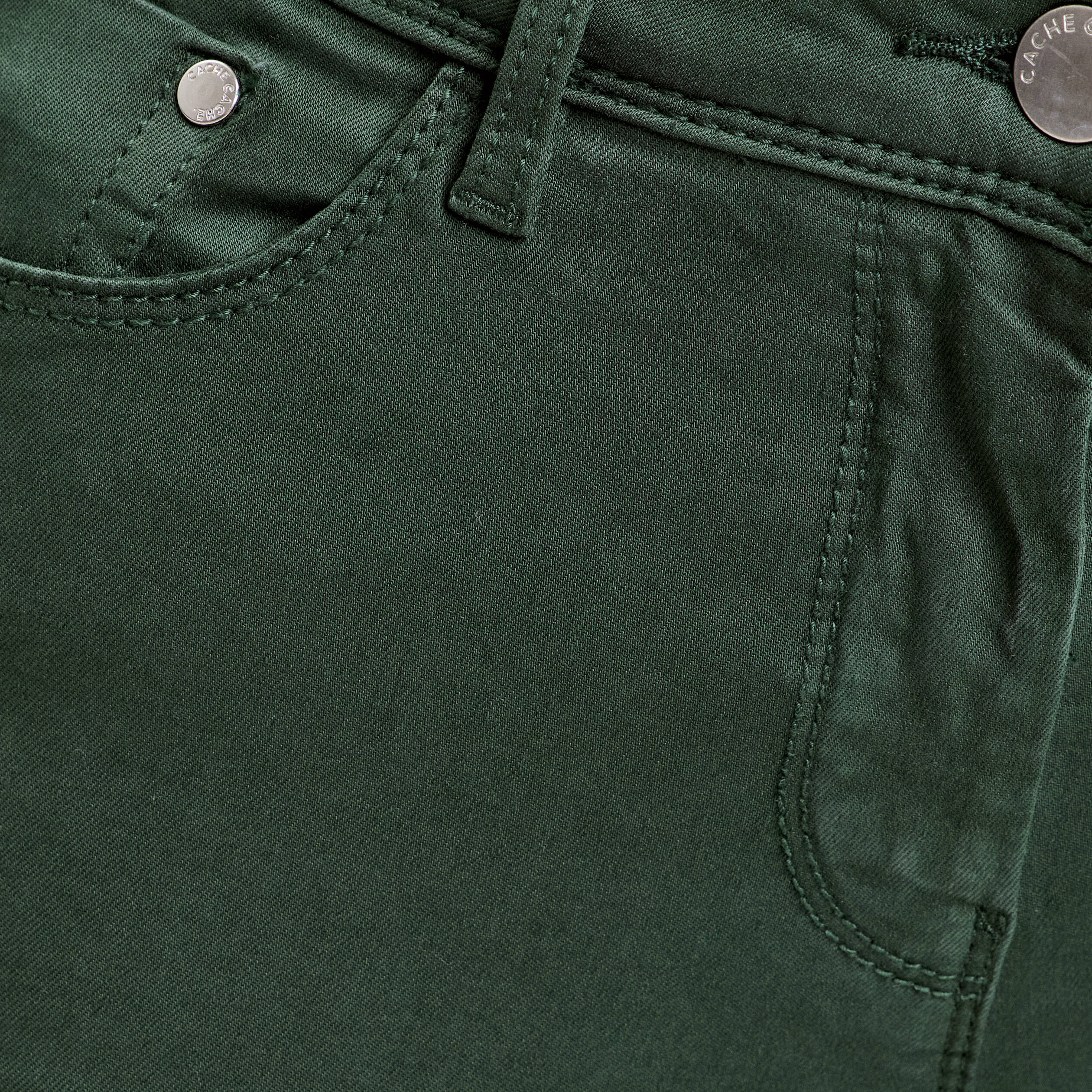 Jeans slim 5 poches vert foncé femme