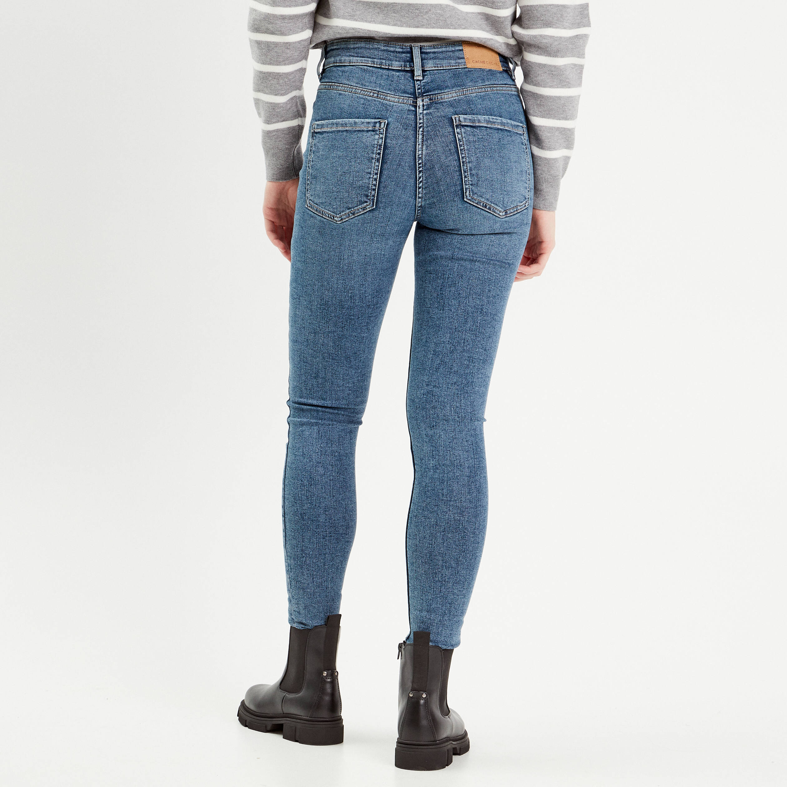 Jeans skinny taille haute denim double stone femme