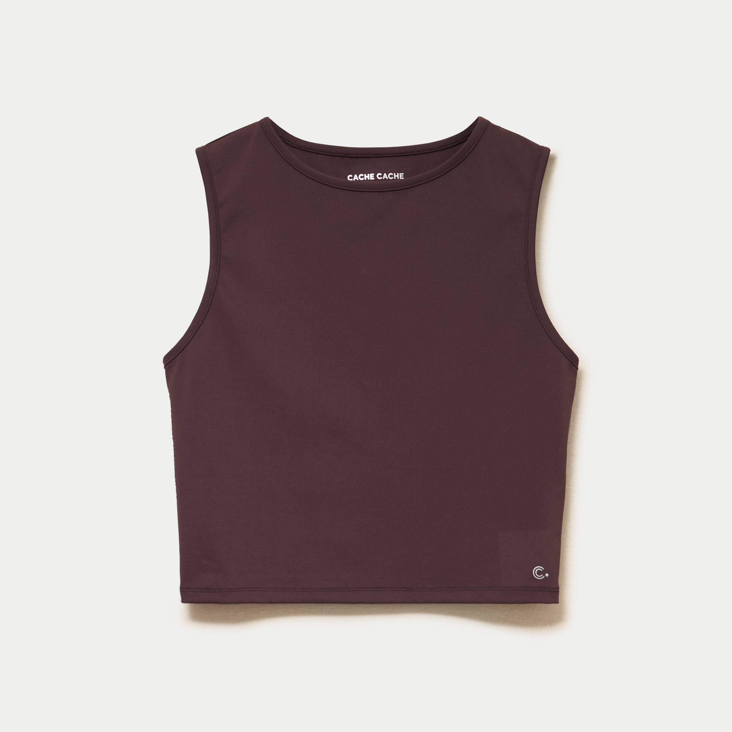 D&eacute;bardeur col rond activewear marron fonc&eacute; femme