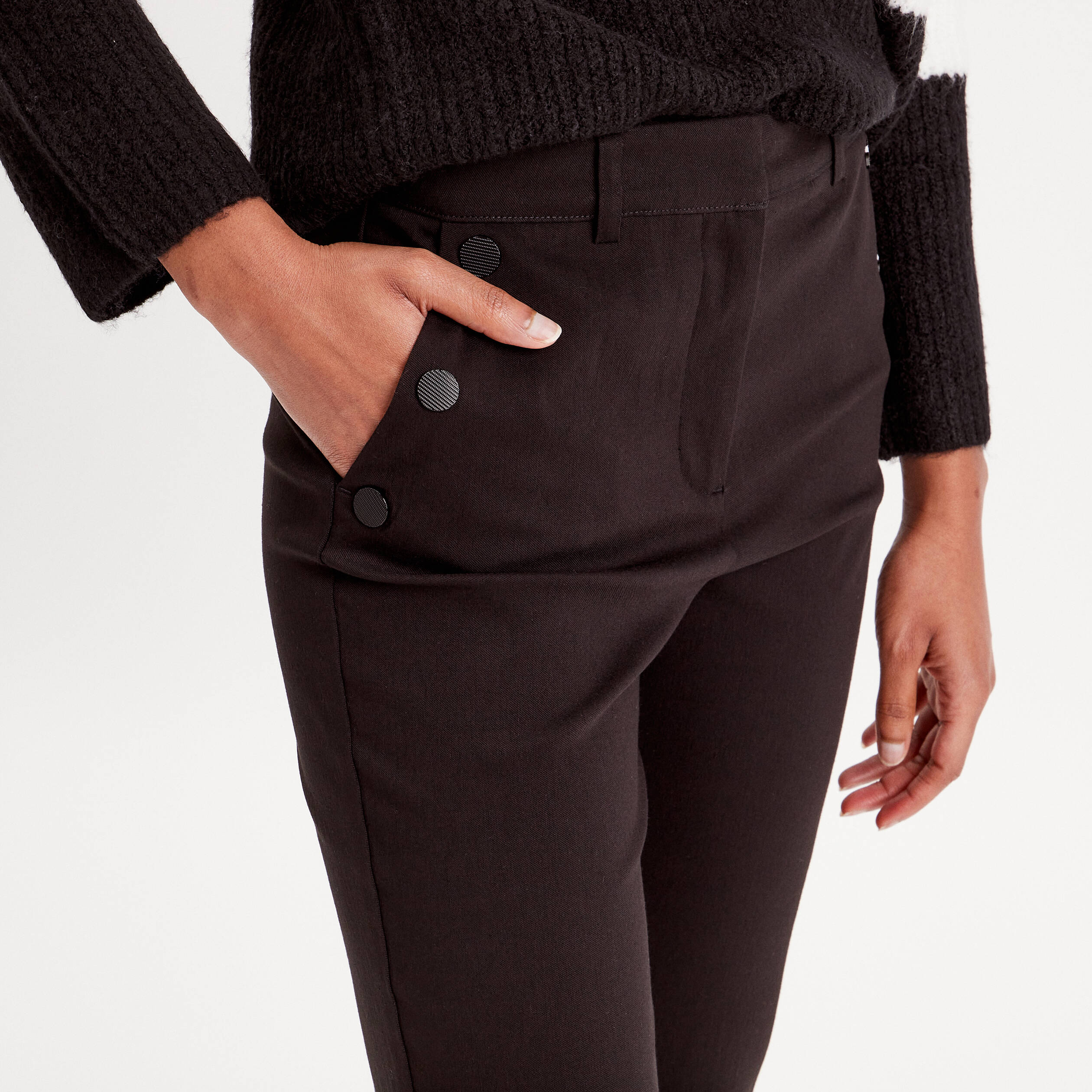 Pantalon bootcut &agrave; pont noir femme