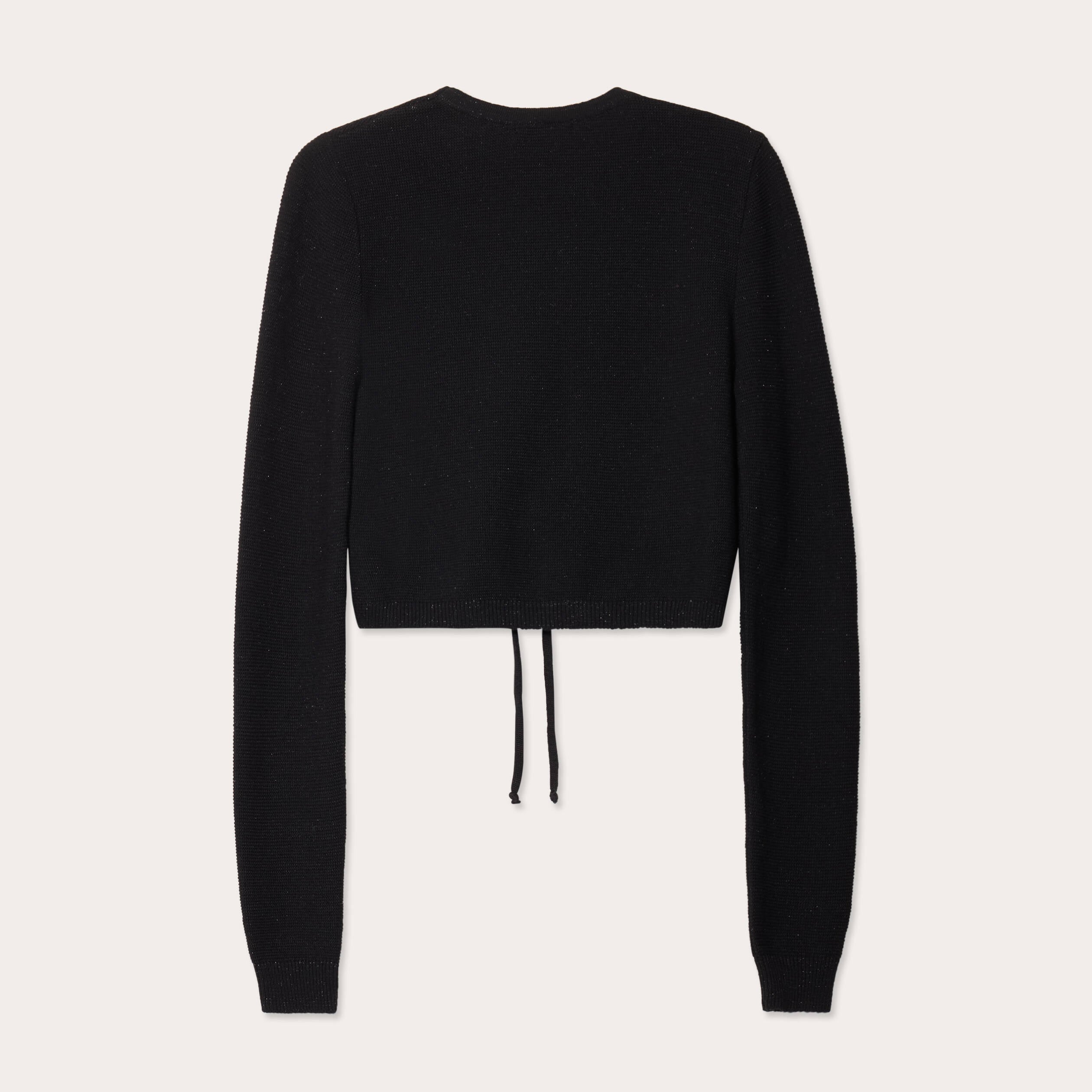 Pull cropped avec noeud noir femme
