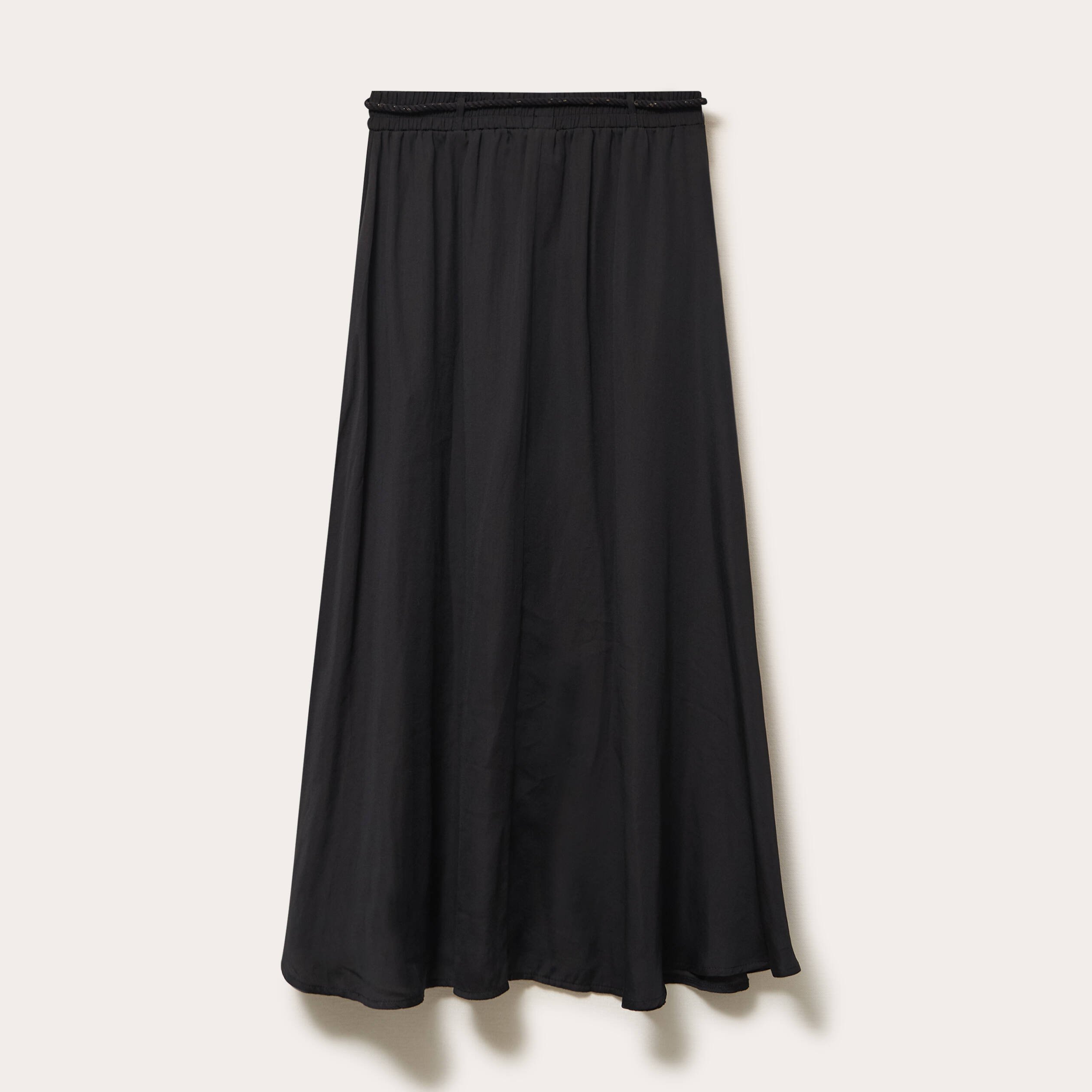 Jupe longue évasée satin noir femme Vibs