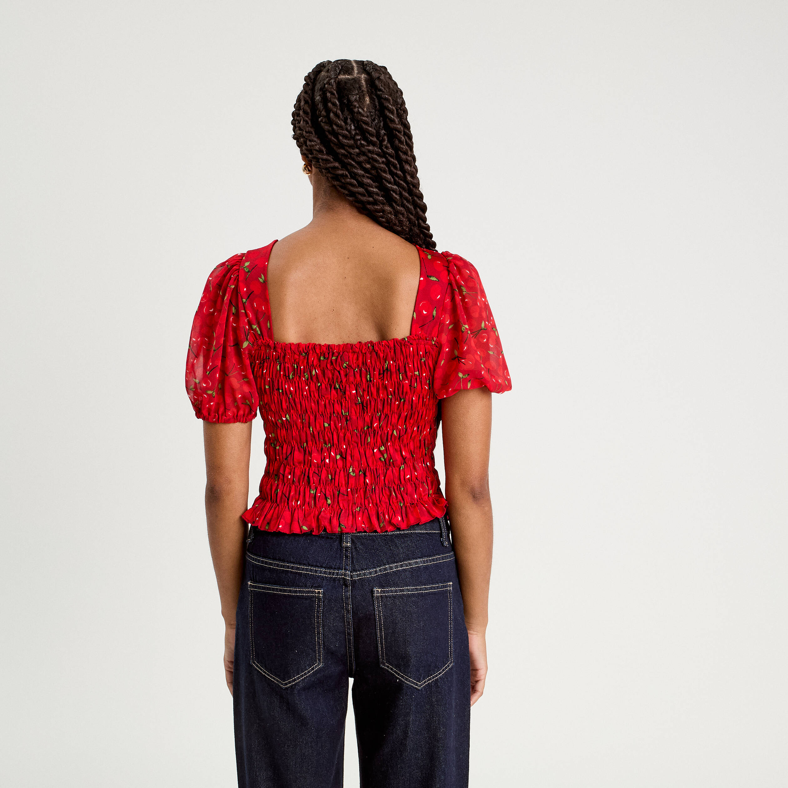 blouse manches courtes smockee blanc femme Blouse manches courtes smockée blanc femme