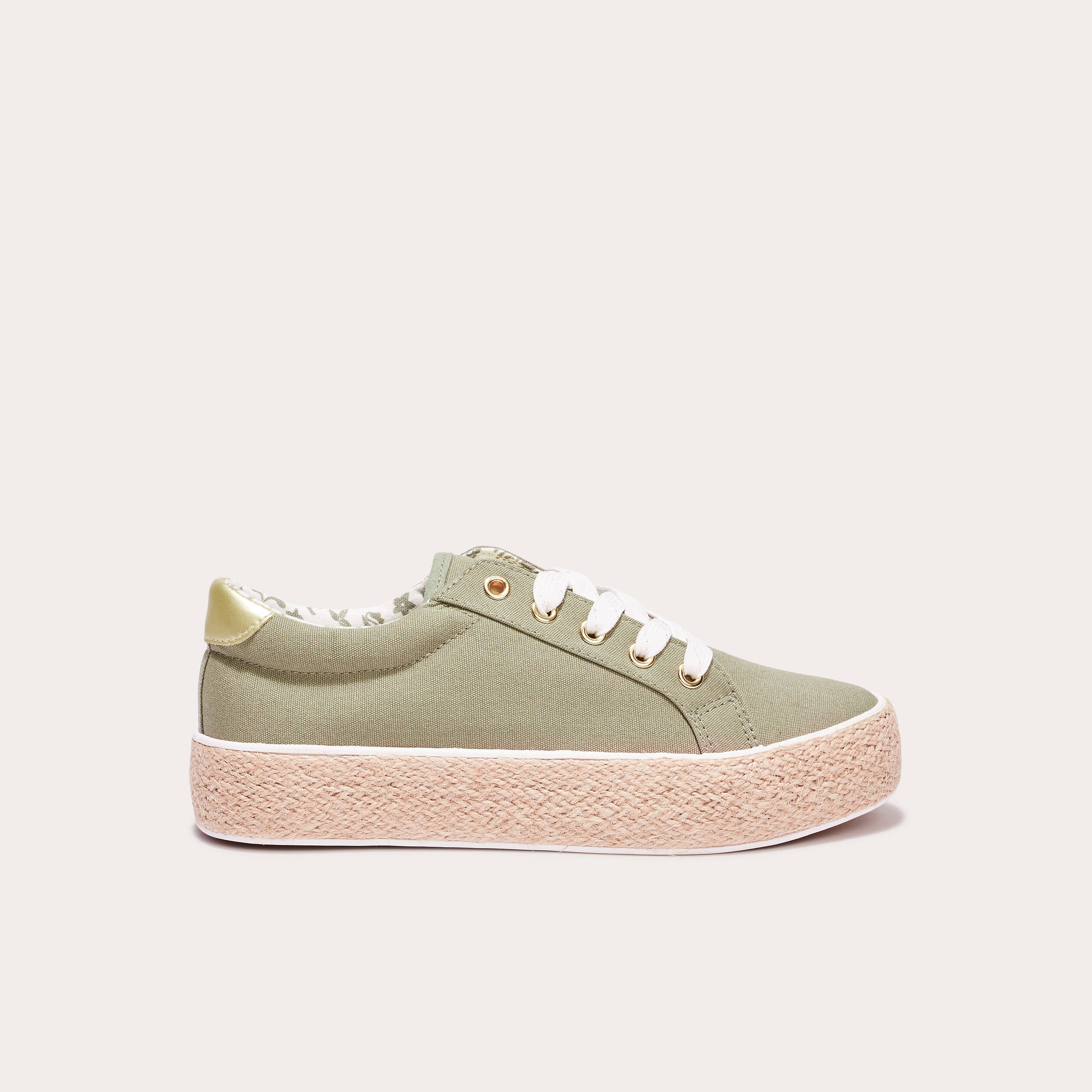 Baskets espadrilles plates vert kaki femme