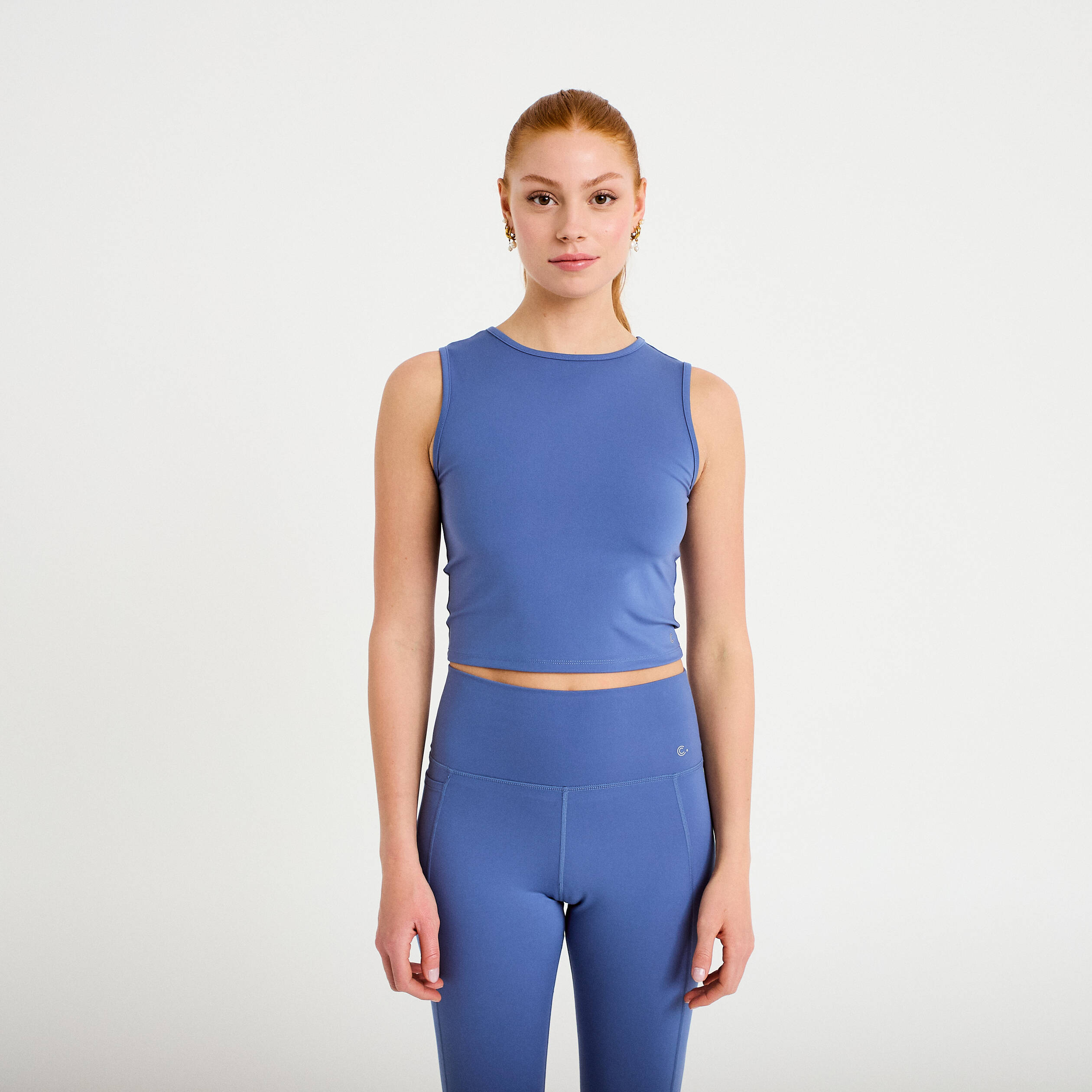 D&eacute;bardeur col rond bleu fonc&eacute; femme