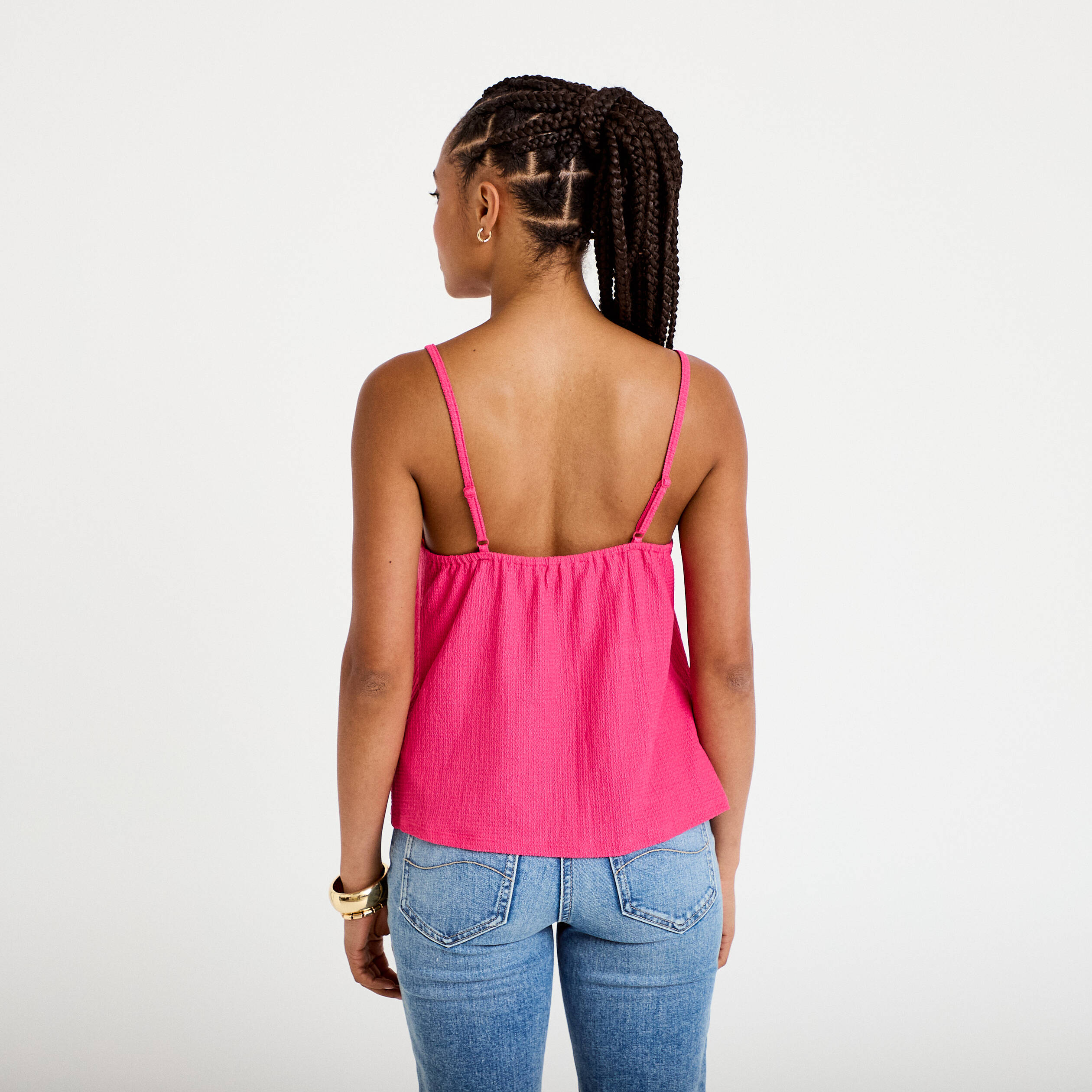 D&eacute;bardeur d&eacute;tails dentelle rose fushia femme