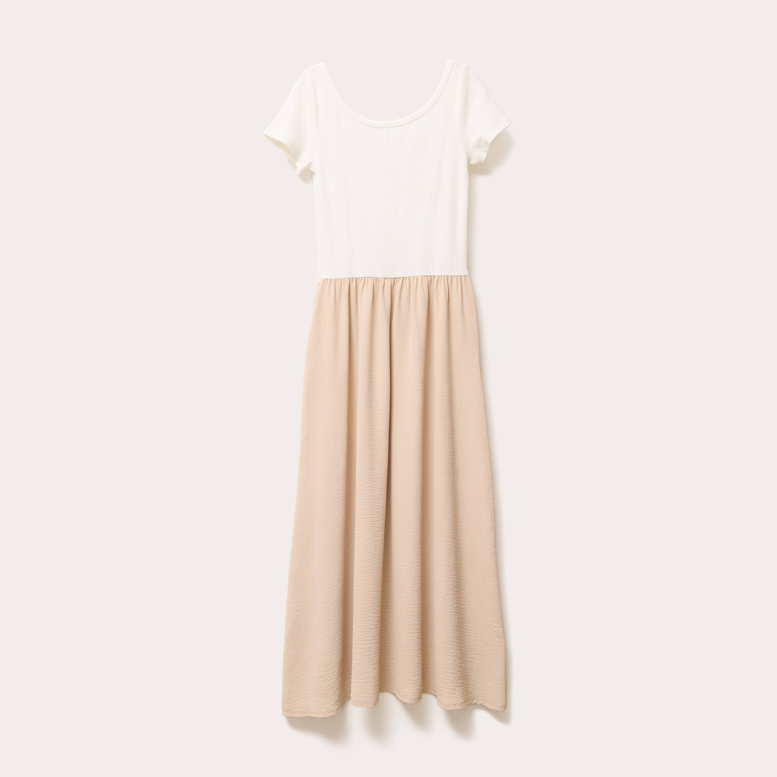 robe longue evasee 2 en 1 beige femme Robe longue évasée 2-en-1 beige femme