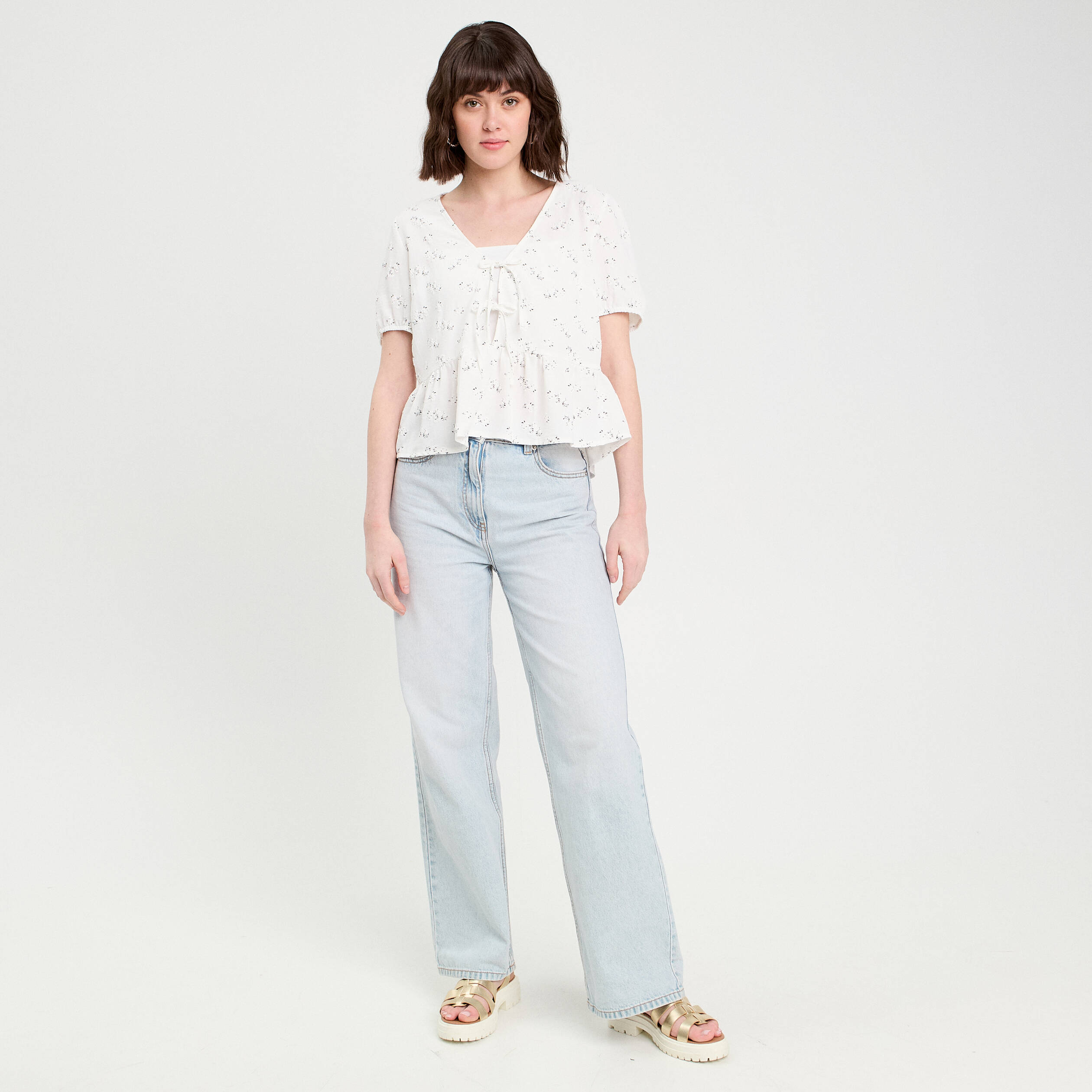Blouse noeuds devant blanc femme
