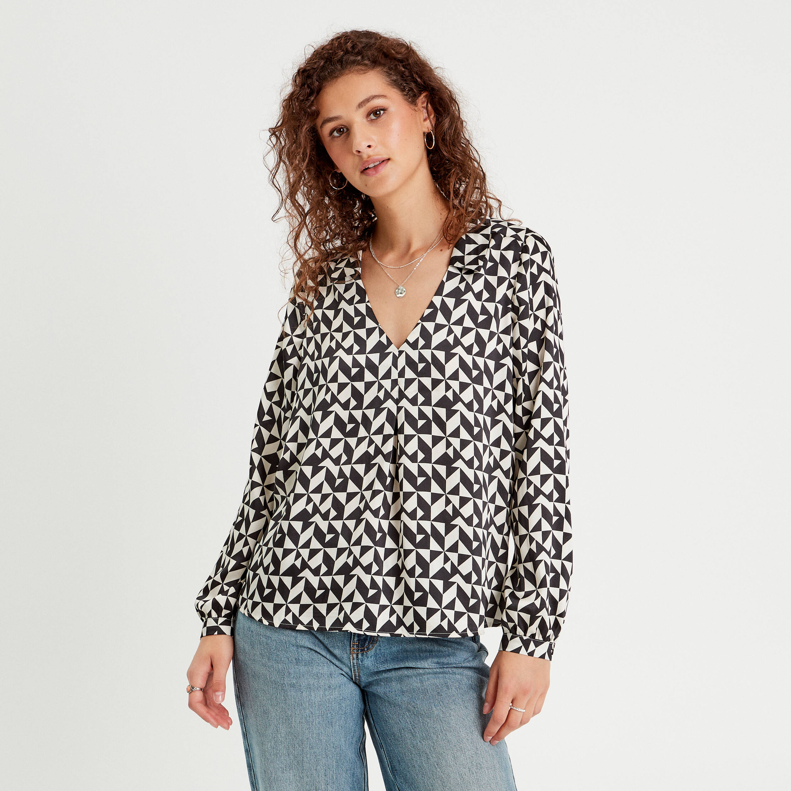 Blouse à manches longues noir femme