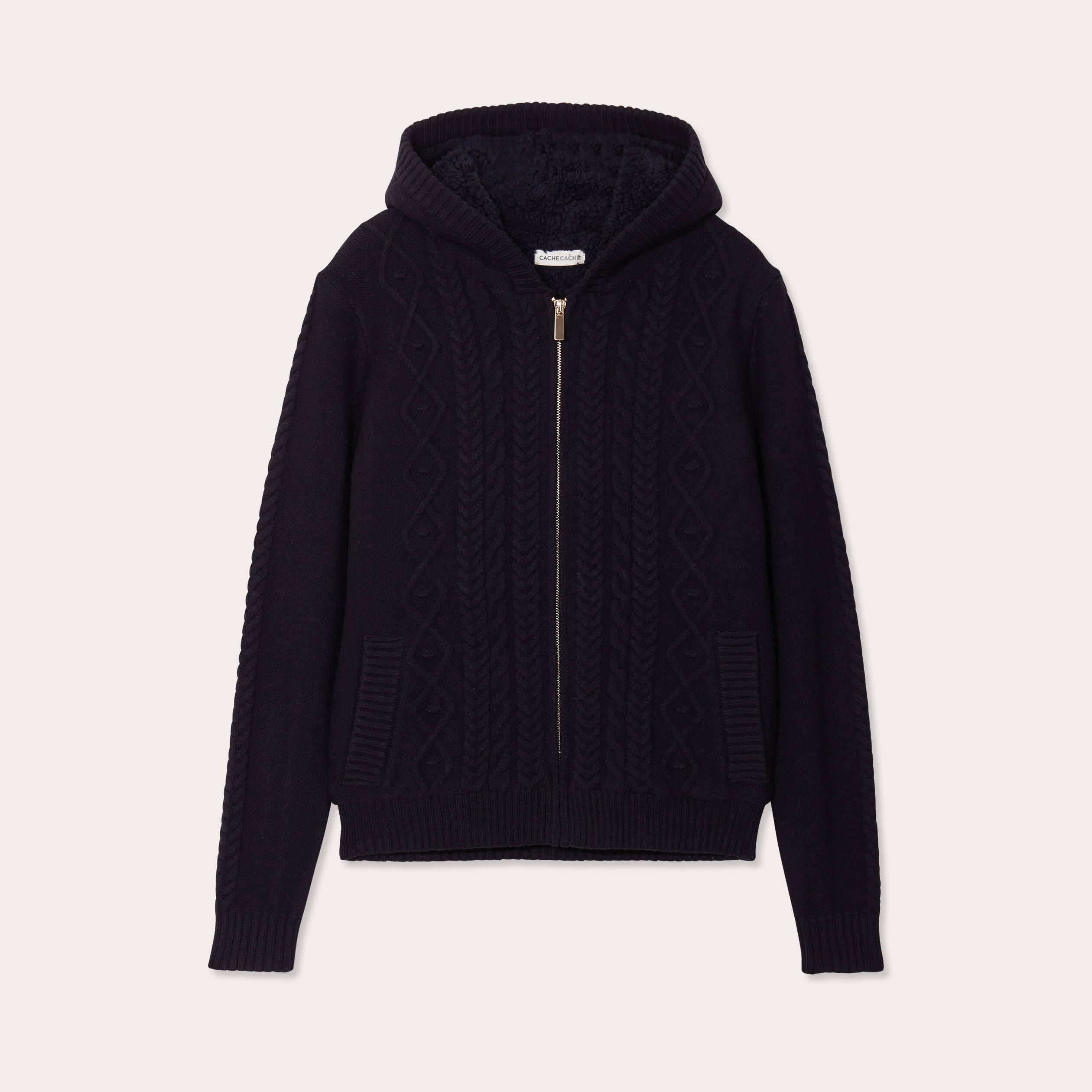 Gilet à capuche zippé bleu marine femme Vibs