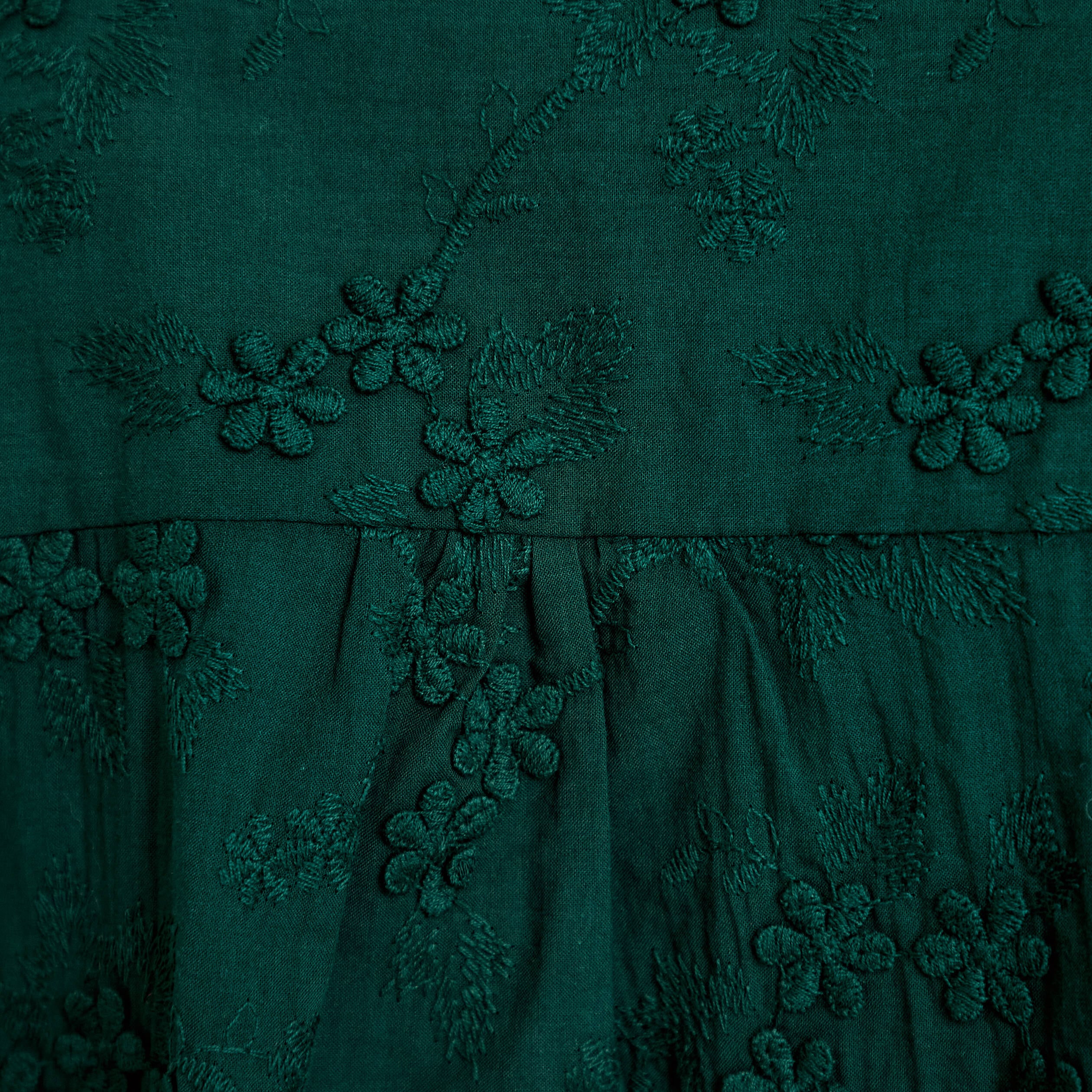 Blouse droite col rond manches longues vert fonc&eacute; femme