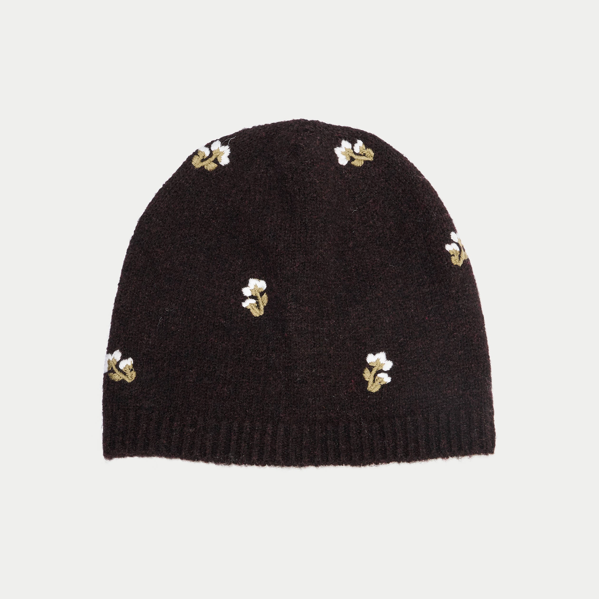 Bonnet avec broderie marron fonc&eacute; femme