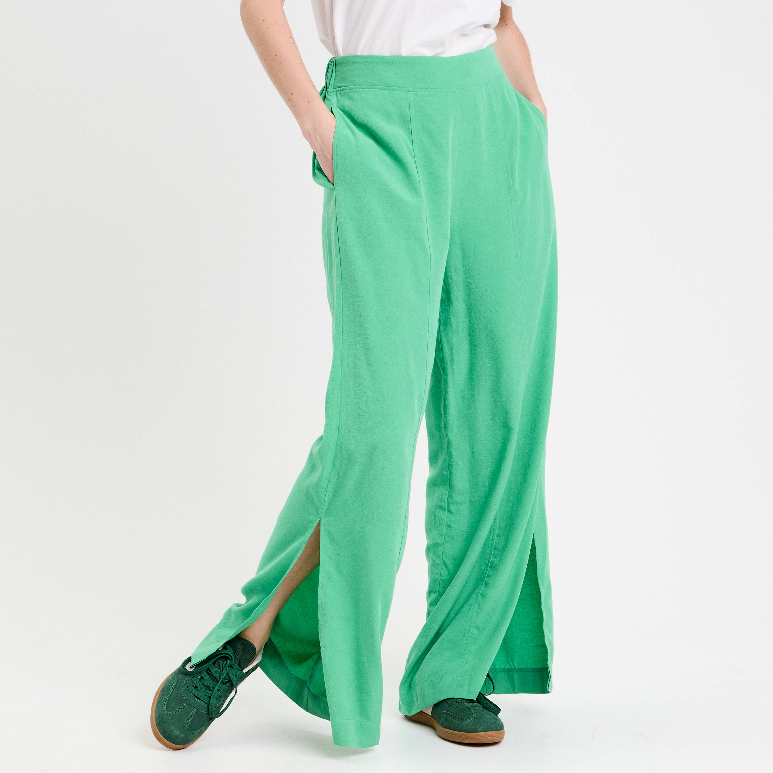 pantalon large taille standard vert femme Pantalon large taille standard vert femme