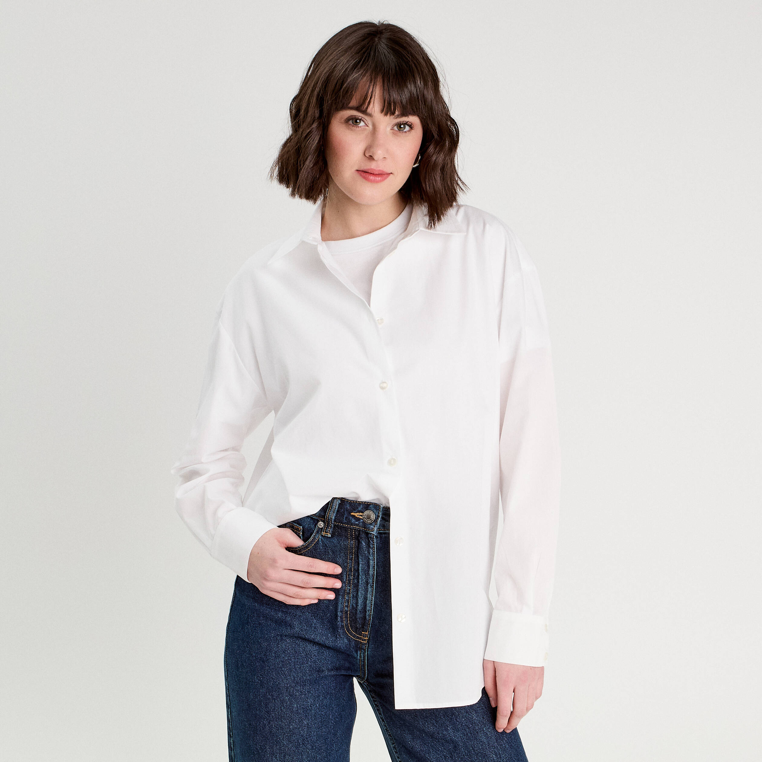 Chemise manches longues blanc femme