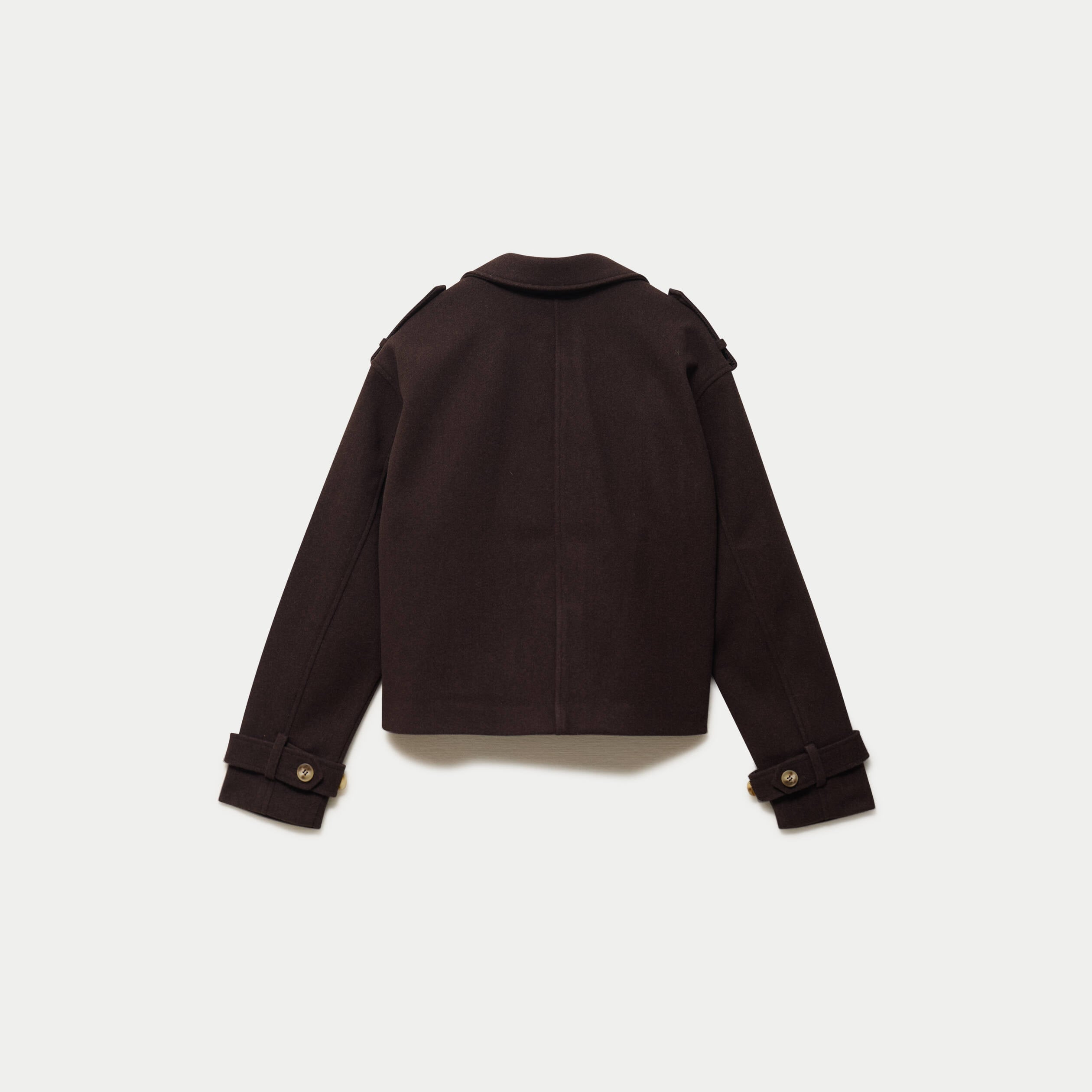 Trench court boutonn&eacute; marron fonc&eacute; femme