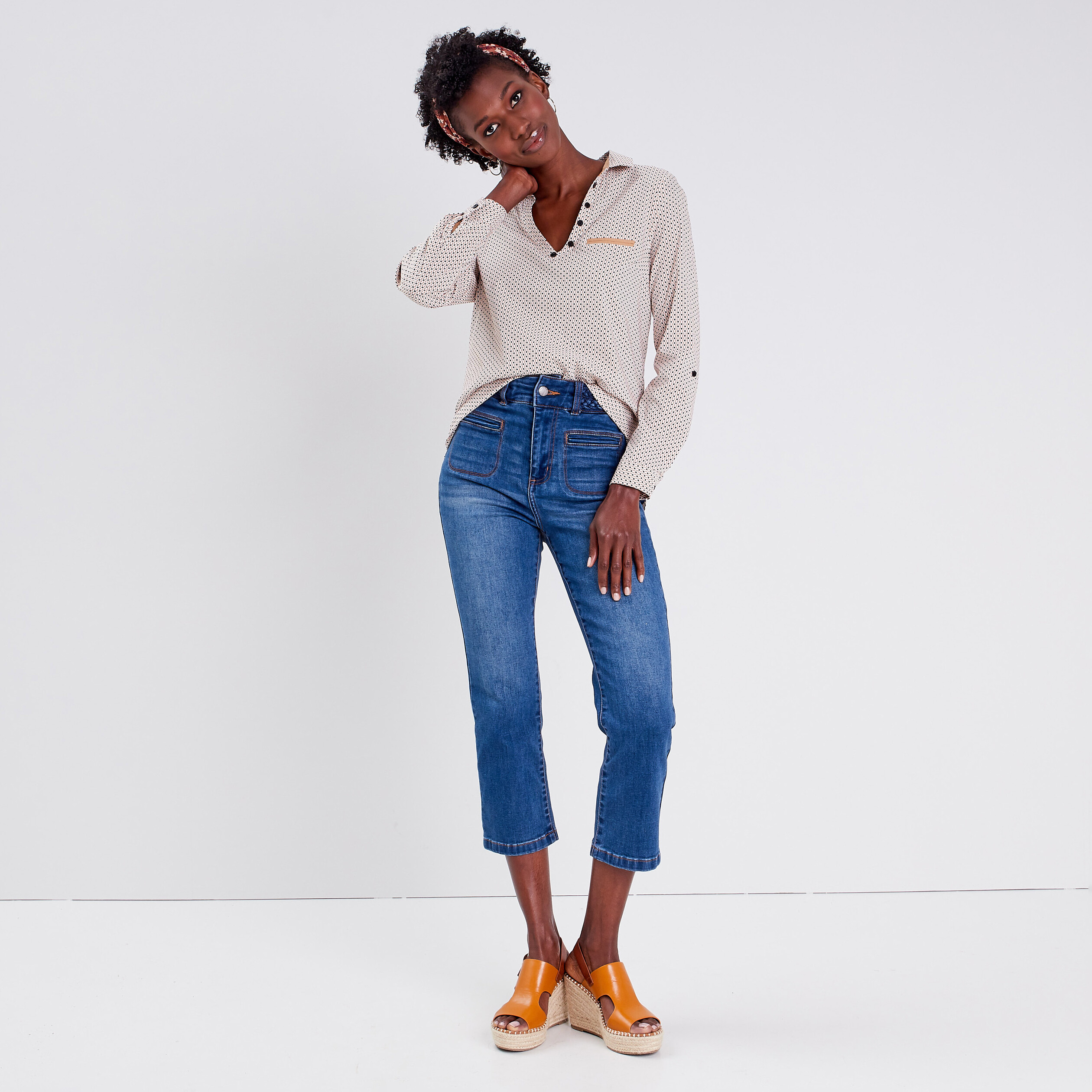 Blouse manches longues blanc femme