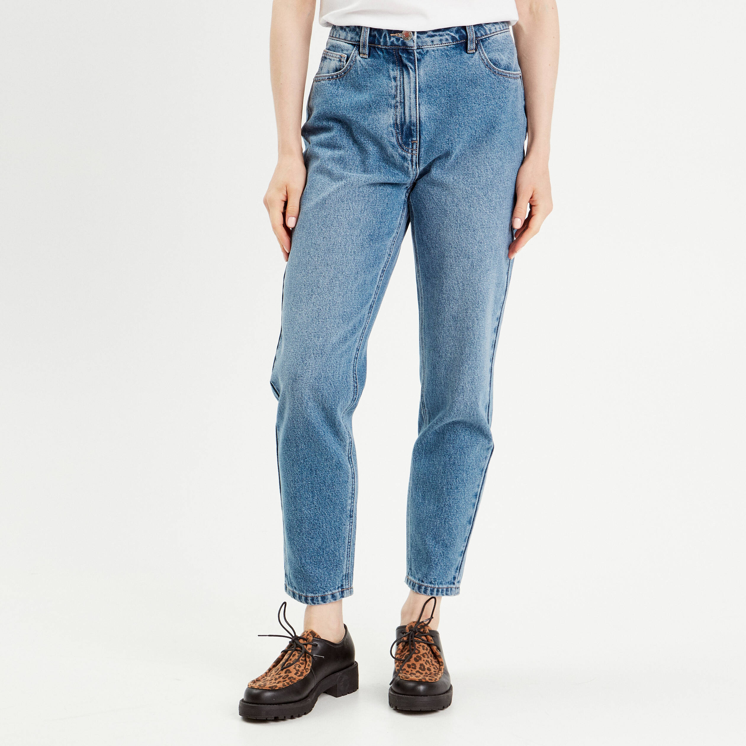 Jeans mom taille haute denim double stone femme