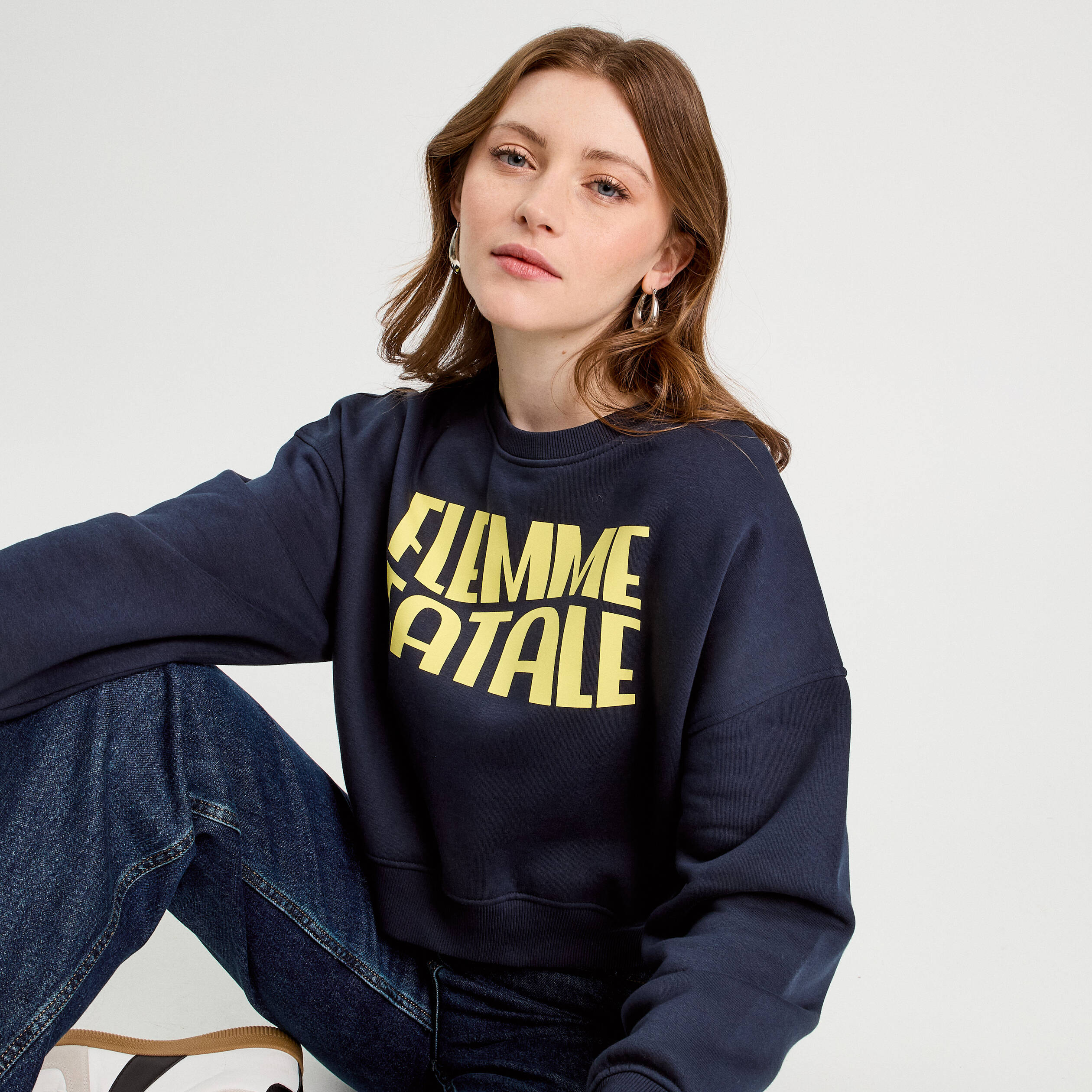 Sweat oversize bleu marine femme