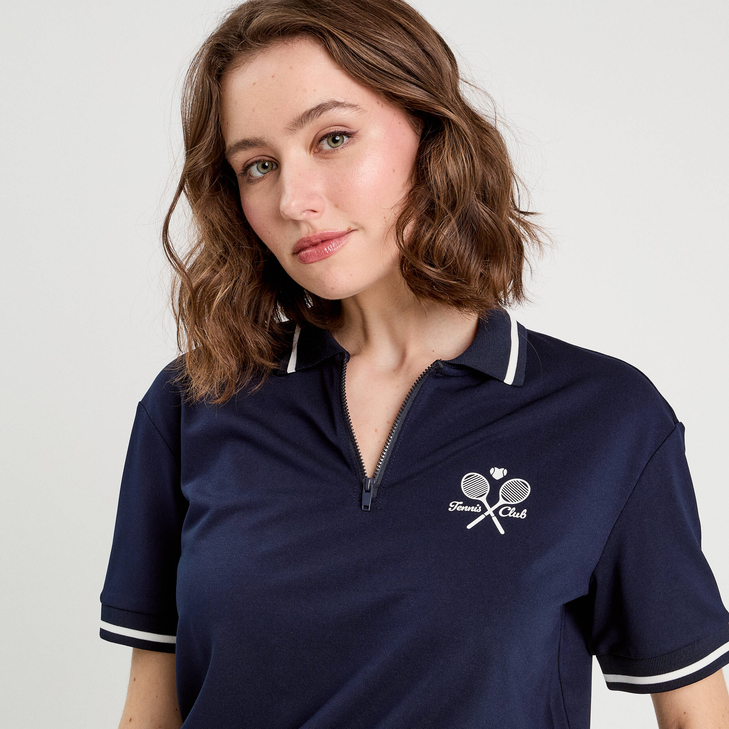 Polo manches courtes bleu marine femme