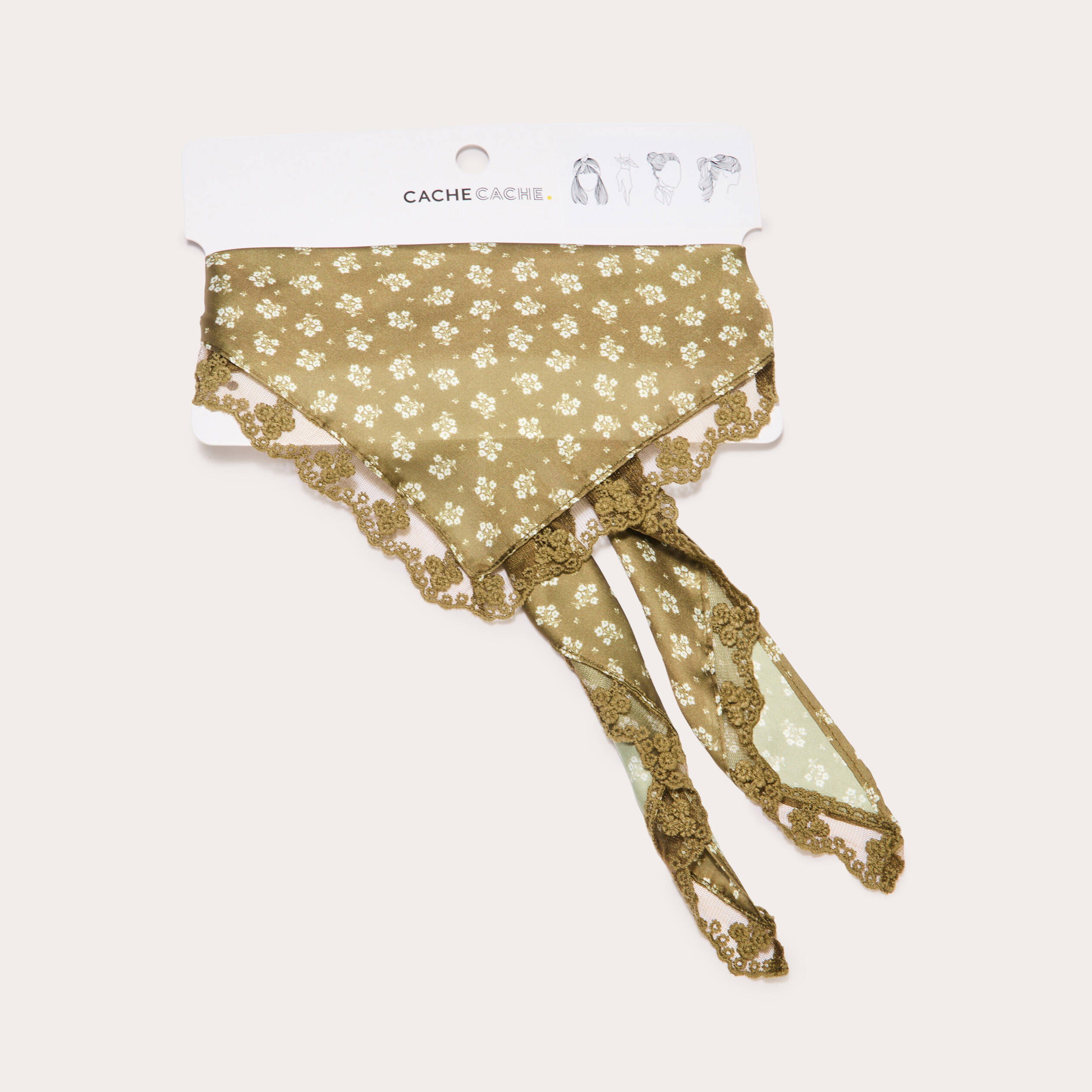 foulard satin vert olive femme Foulard satin vert olive femme