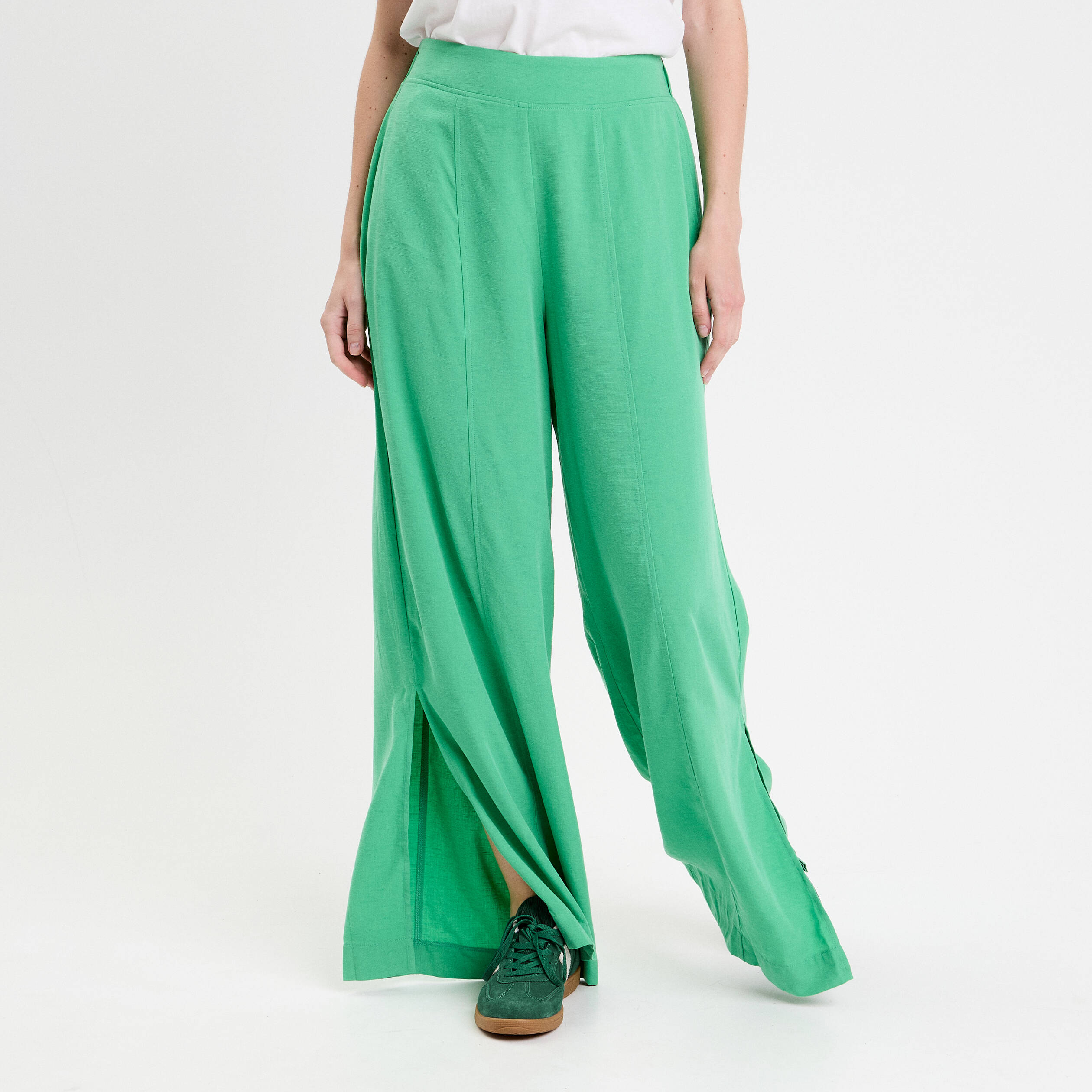 pantalon large taille standard vert femme Pantalon large taille standard vert femme