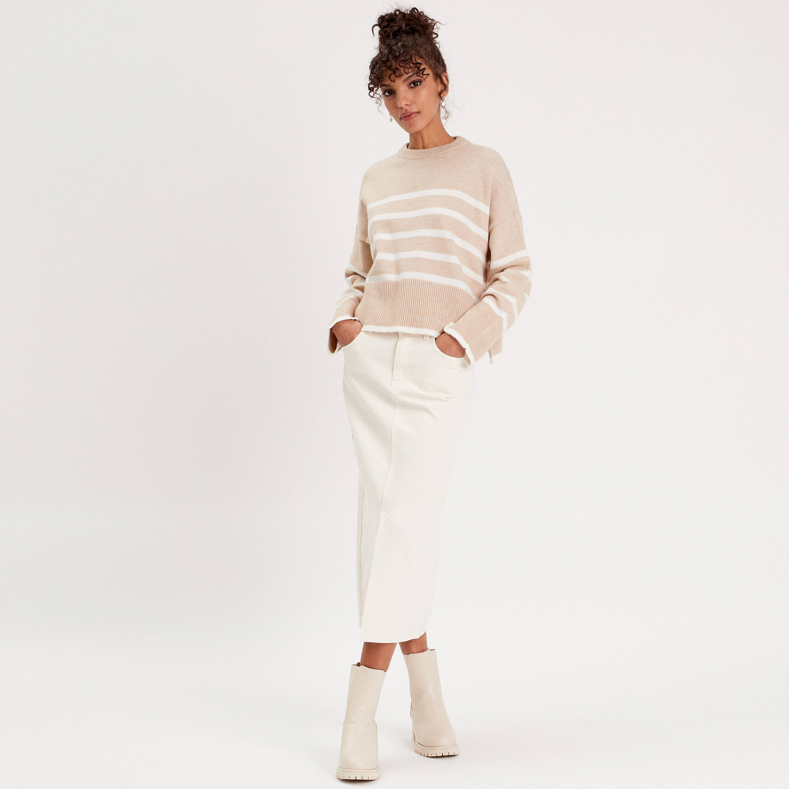 Jupe crayon beige femme cheap