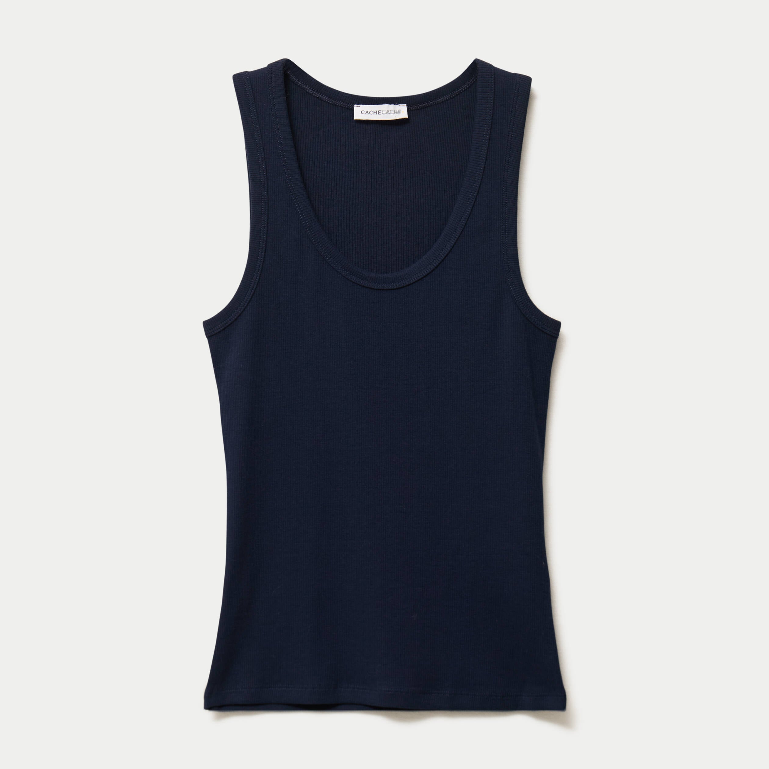 D&eacute;bardeur c&ocirc;tel&eacute; col rond bleu marine femme
