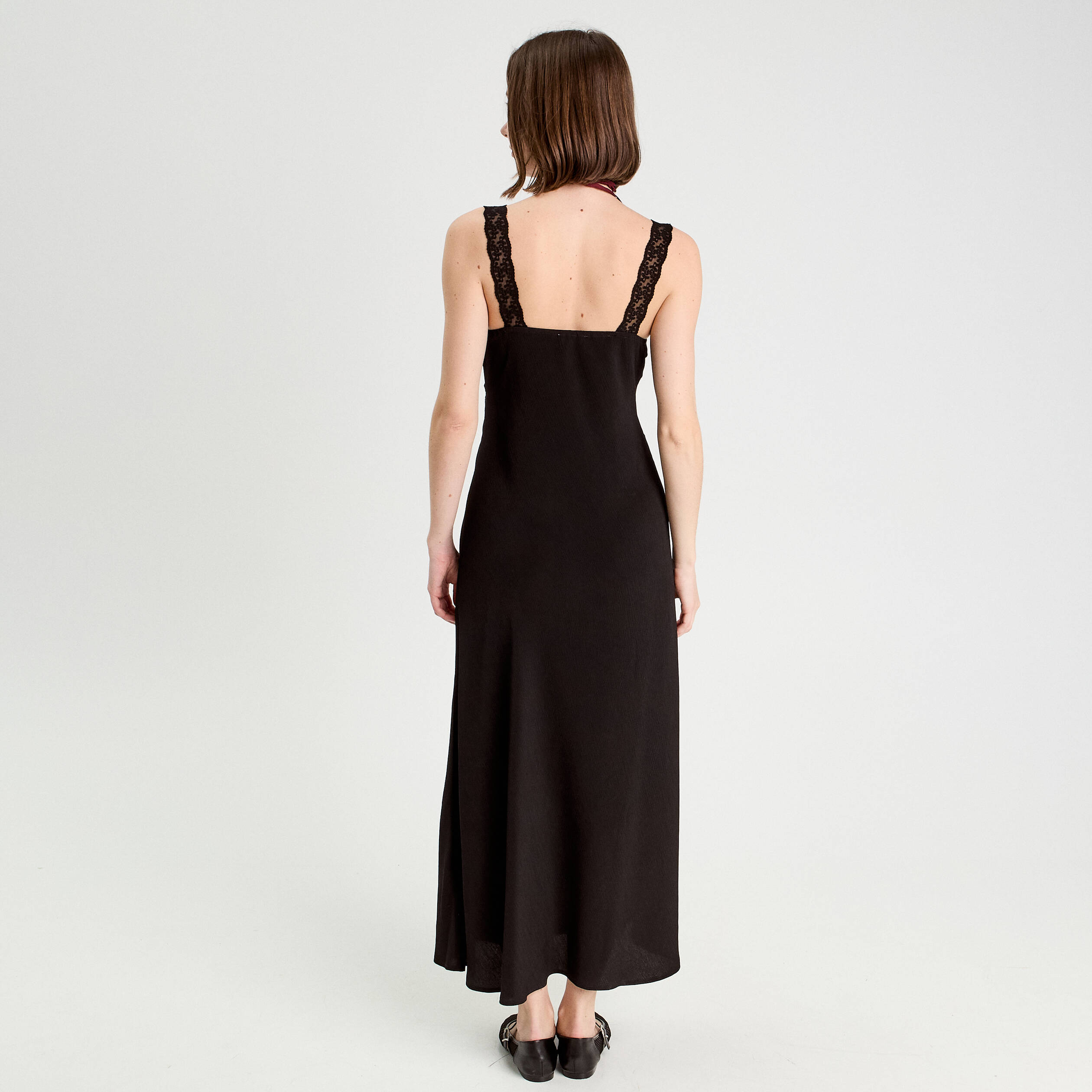 robe longue evasee noir femme Robe longue évasée noir femme