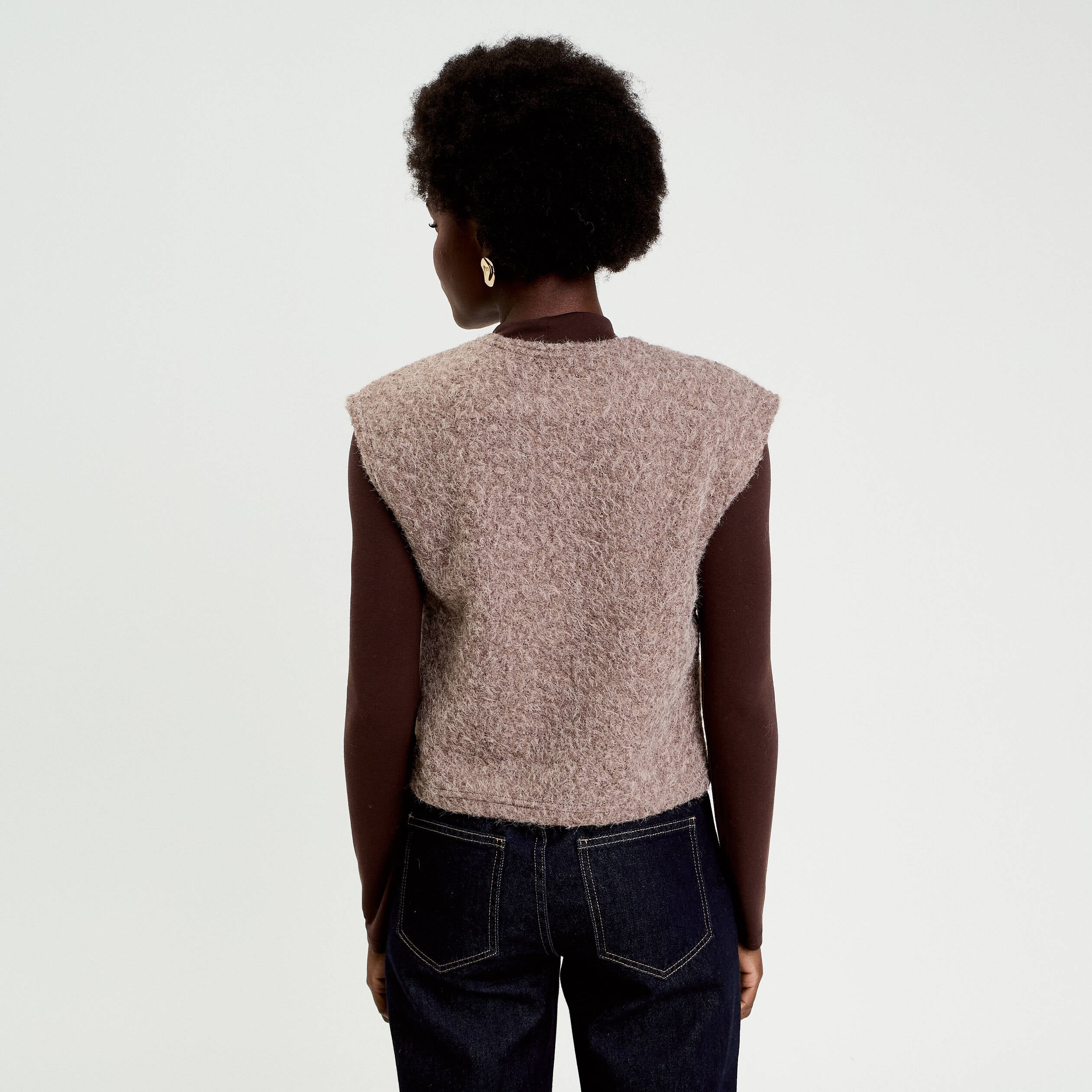 Gilet sans manches effet polaire taupe femme