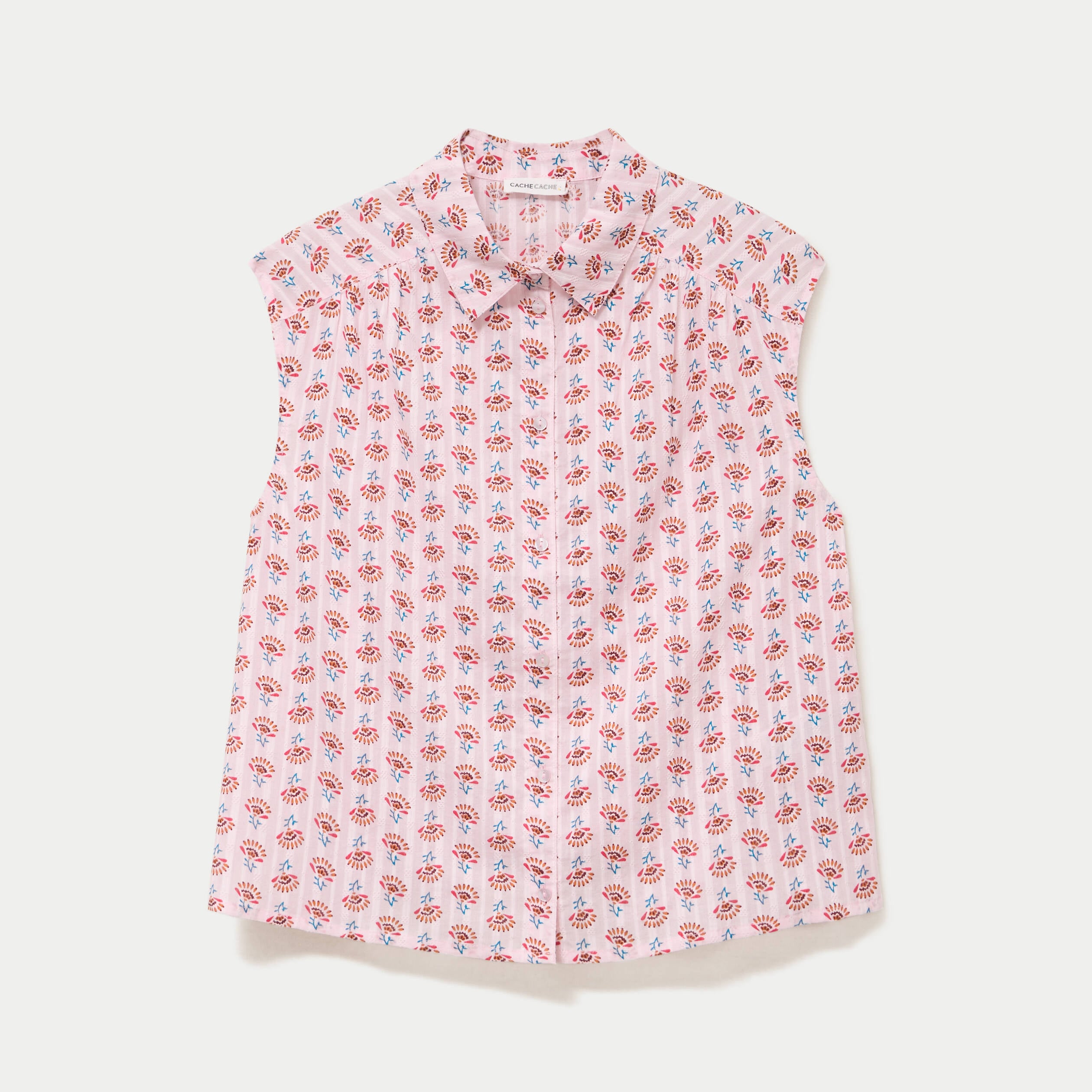 Chemise ample sans manches col classique rose femme