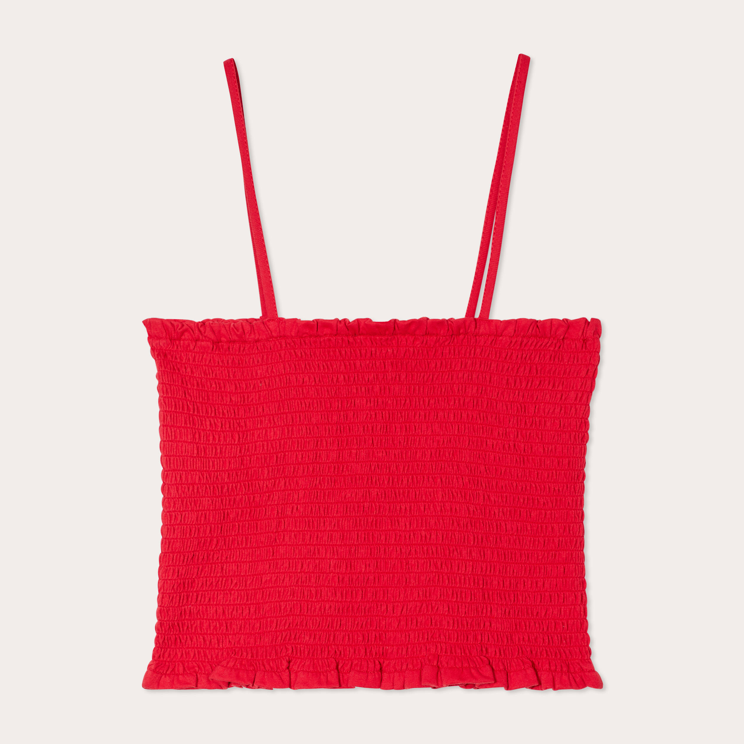 debardeur bandeau smocke rouge femme Débardeur bandeau smocké rouge femme