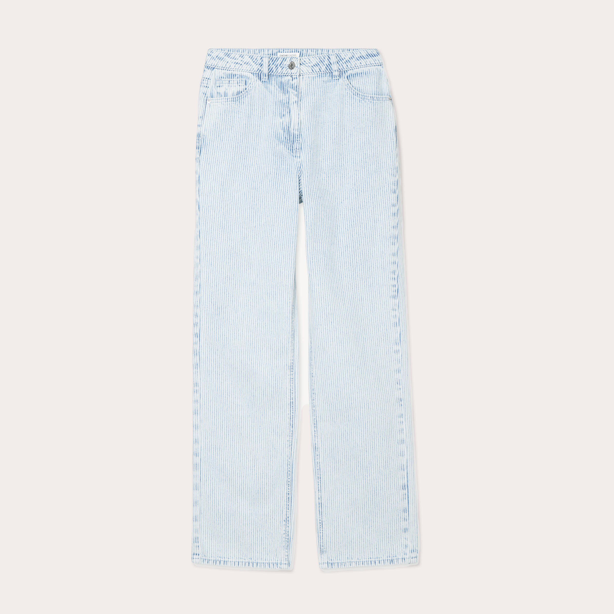 Jeans straight taille haute bleu gris femme