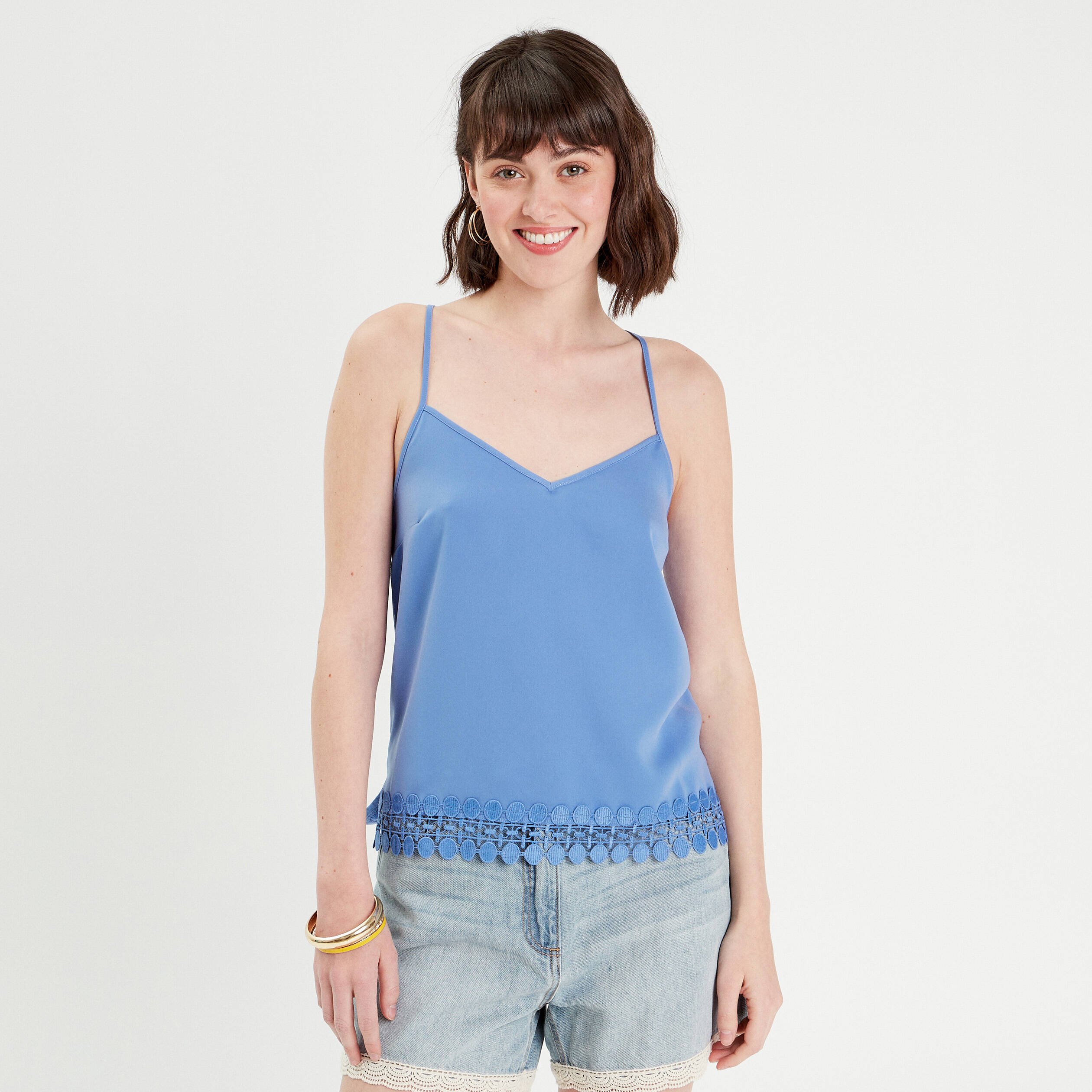 debardeur bretelles fines bleu femme Débardeur bretelles fines bleu femme