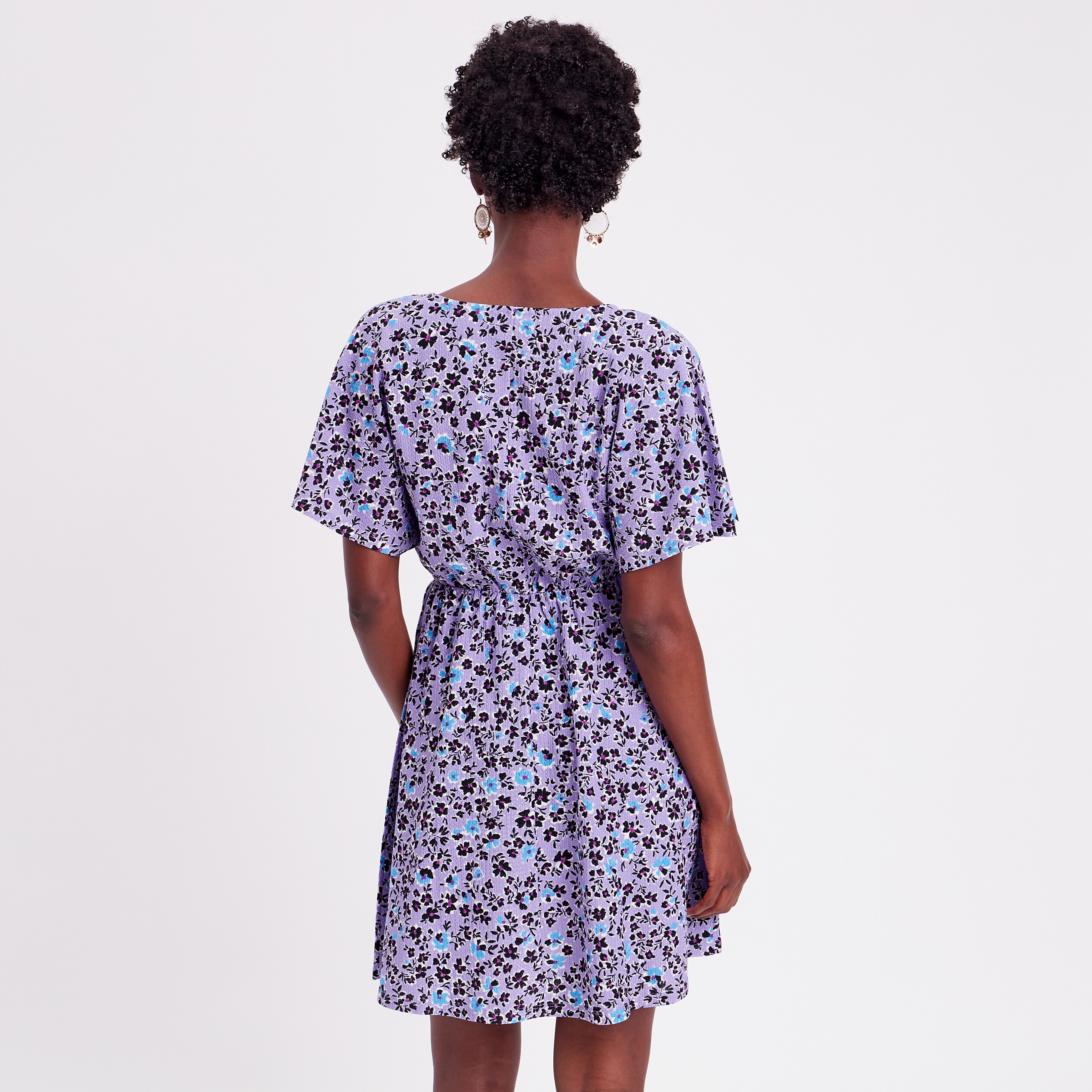robe evasee col en v parme femme Robe évasée col en V parme femme