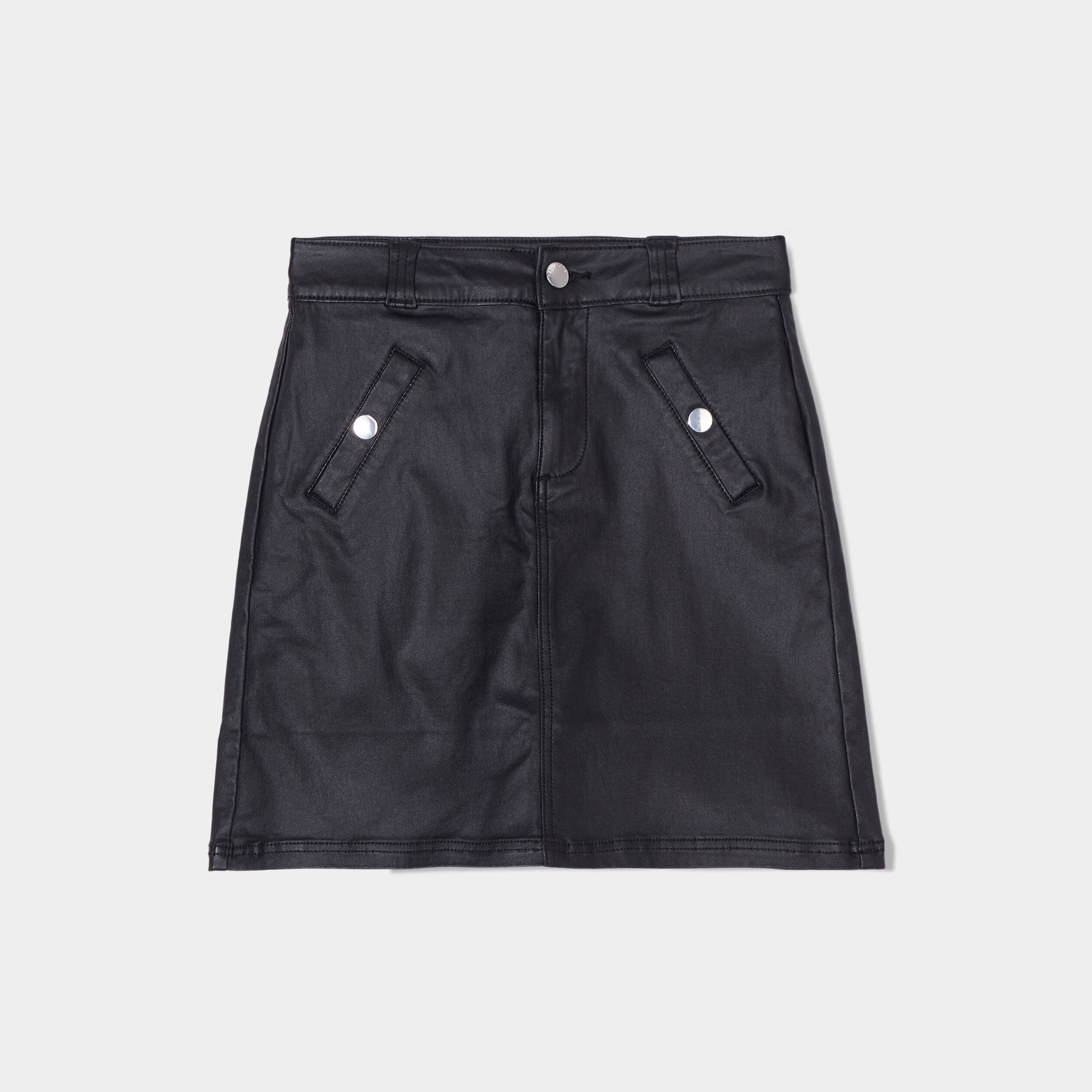 jupe droite enduite denim noir enduit femme Jupe droite enduite denim noir enduit femme