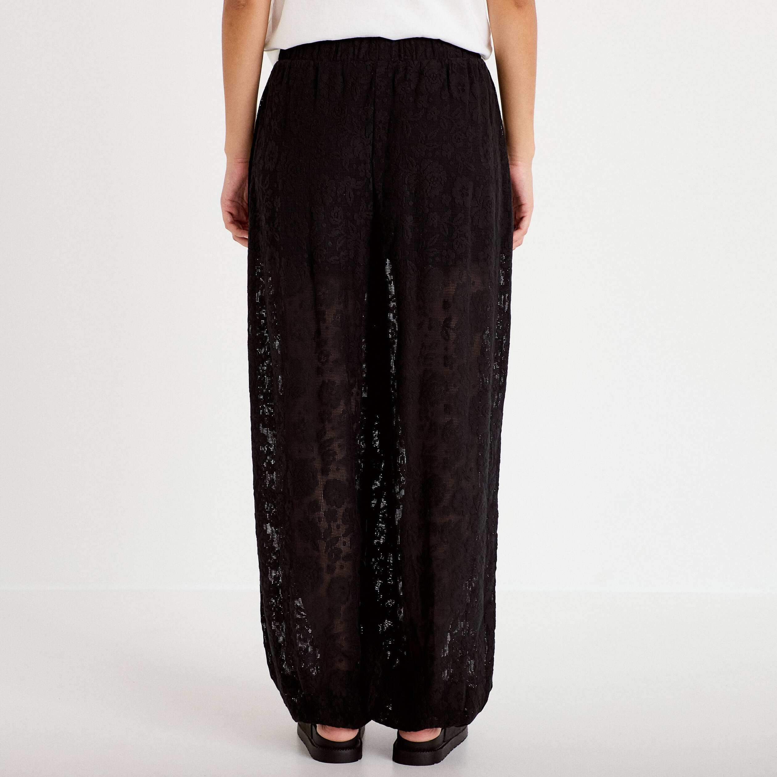 Pantalon bouffant taille standard noir femme