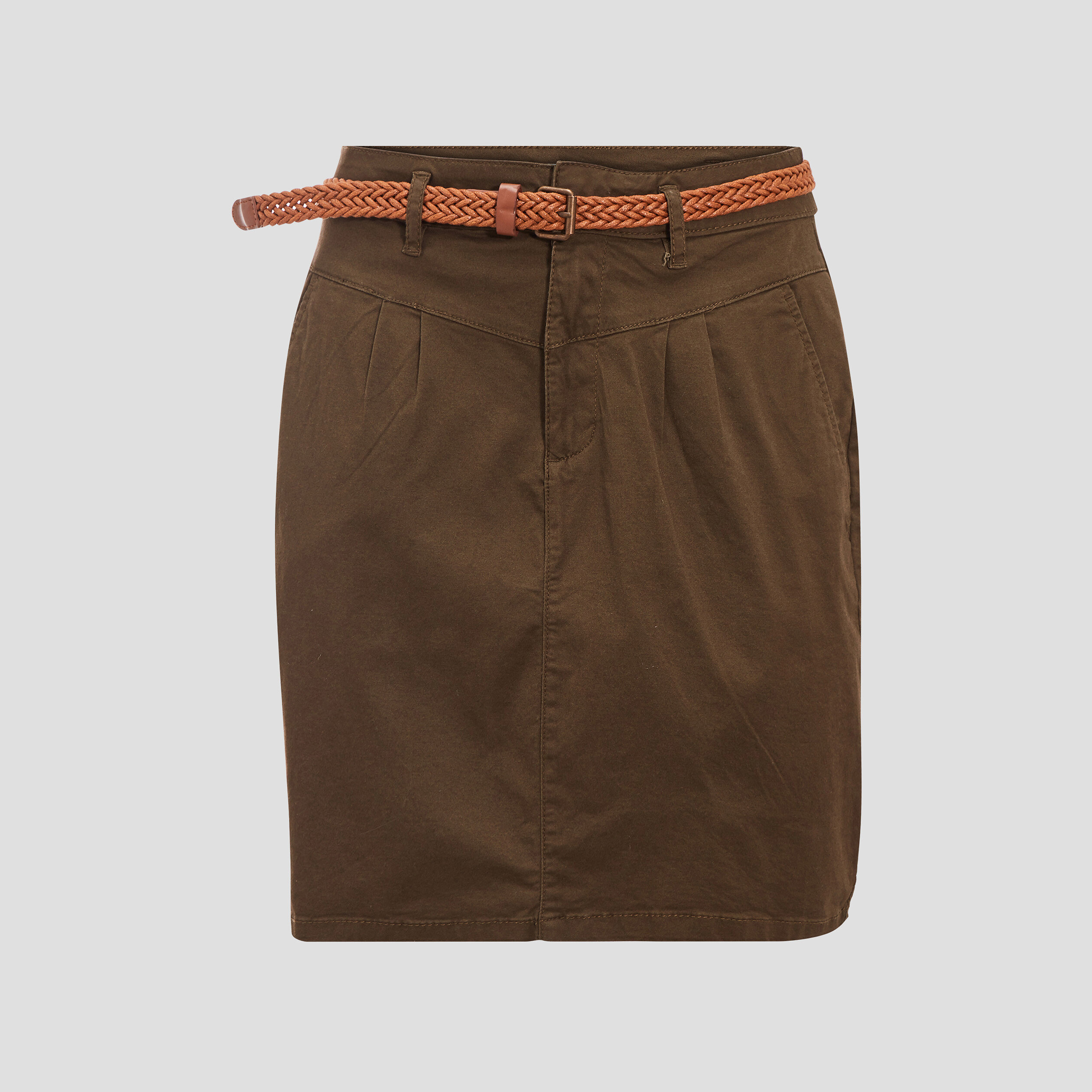 jupe chino ceinturee vert kaki femme Jupe chino ceinturée vert kaki femme