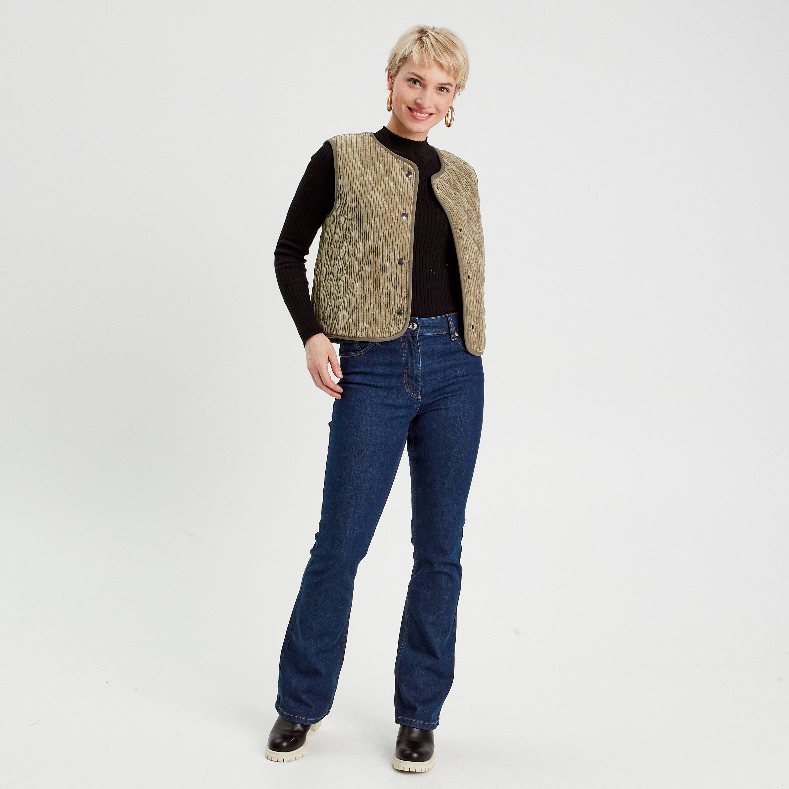 Gilet sans manches velours vert femme